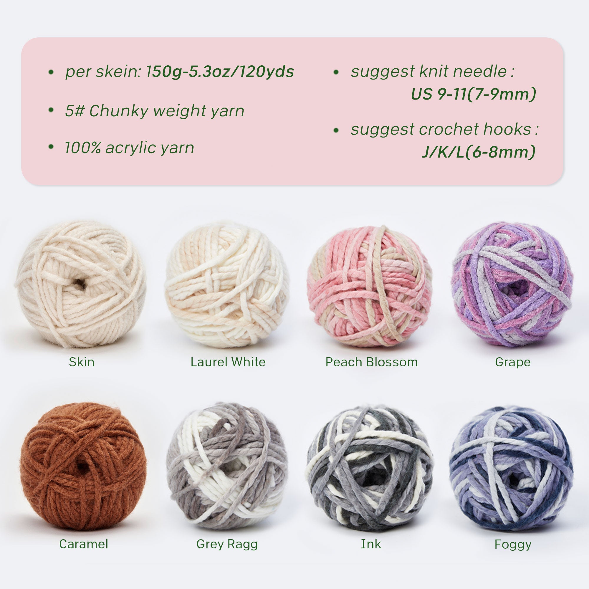NICEEC 3 Skeins Colorful Acrylic Yarn Soft Quality Yarn Bulky Weight Yarn Multicolored Yarn for Crochet Knit -Total Length 3×120 yds/3×5.3oz