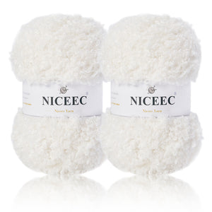 NICEEC 2 Skeins Teddy Fur Yarn Super Soft Yarn Chunky Fluffy Faux Fur Yarn Fuzzy Yarn Eyelash Yarn for Crochet Knit -Total Length 2×50m(2×55yds,3.53oz×2)