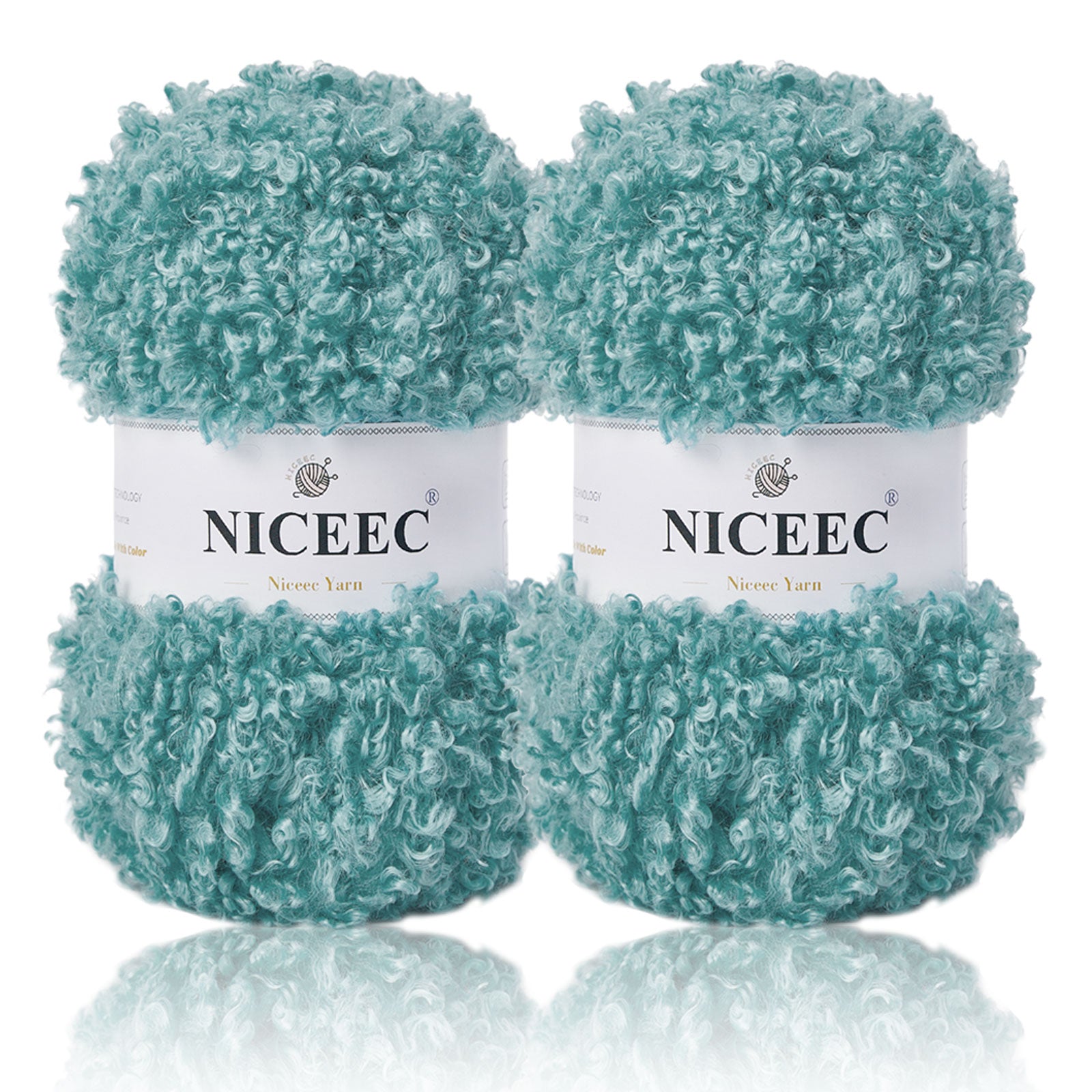 NICEEC 2 Skeins Teddy Fur Yarn Super Soft Yarn Chunky Fluffy Faux Fur Yarn Fuzzy Yarn Eyelash Yarn for Crochet Knit -Total Length 2×50m(2×55yds,3.53oz×2)