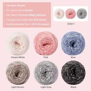 NICEEC 3 Skeins Big-Belly Air Yarn Baby Cotton Yarn for Knitting Fancy Yarn Soft Cotton Blend Sport Weight Yarn for Crochet Total Length(3×295yds, 3×3.5oz)