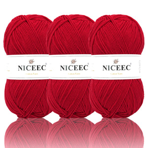 NICEEC 3 Skeins Soft Cotton Yarn 5ply Baby Cotton Yarn for Knitting Crochet Baby Weight Yarn Cotton Blend Yarn Total Length 3×220m(3×240 yds,100g×3)