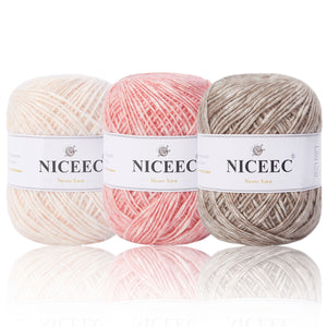 NICEEC 3 Skeins Big-Belly Air Yarn Baby Cotton Yarn for Knitting Fancy Yarn Soft Cotton Blend Sport Weight Yarn for Crochet Total Length(3×295yds, 3×3.5oz)