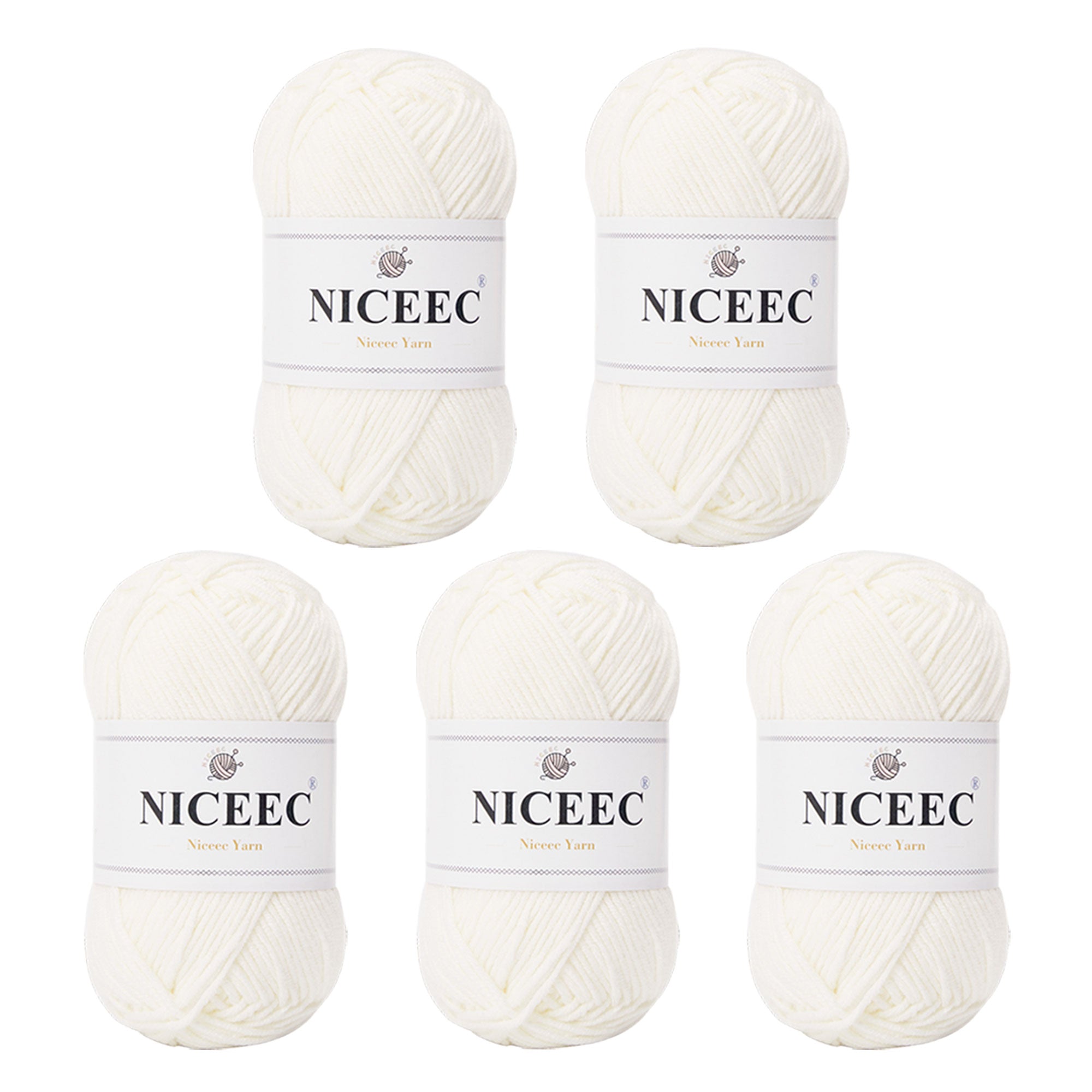 NICEEC 5 Skeins Cotton Blend Yarn Soft Yarn for Crocheting Baby Blanket Yarn for Knitting Easy Use 4 Ply Yarn Multicolored Yarn for DIY Craft