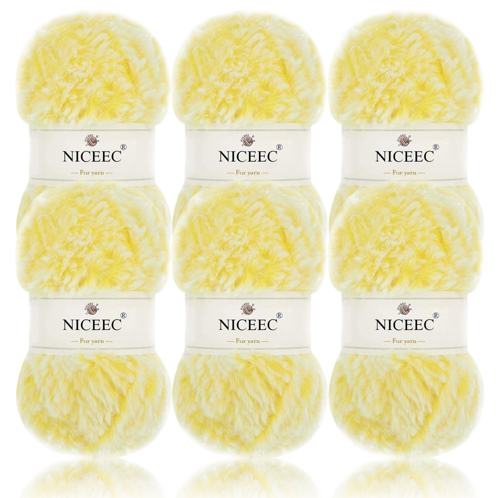 NICEEC 2 Skeins Super Soft Fur Yarn Chunky Fluffy Faux Fur Yarn Eyelash Yarn for Crochet Knit -Total Length 2×32m(2×35yds,50g×2)