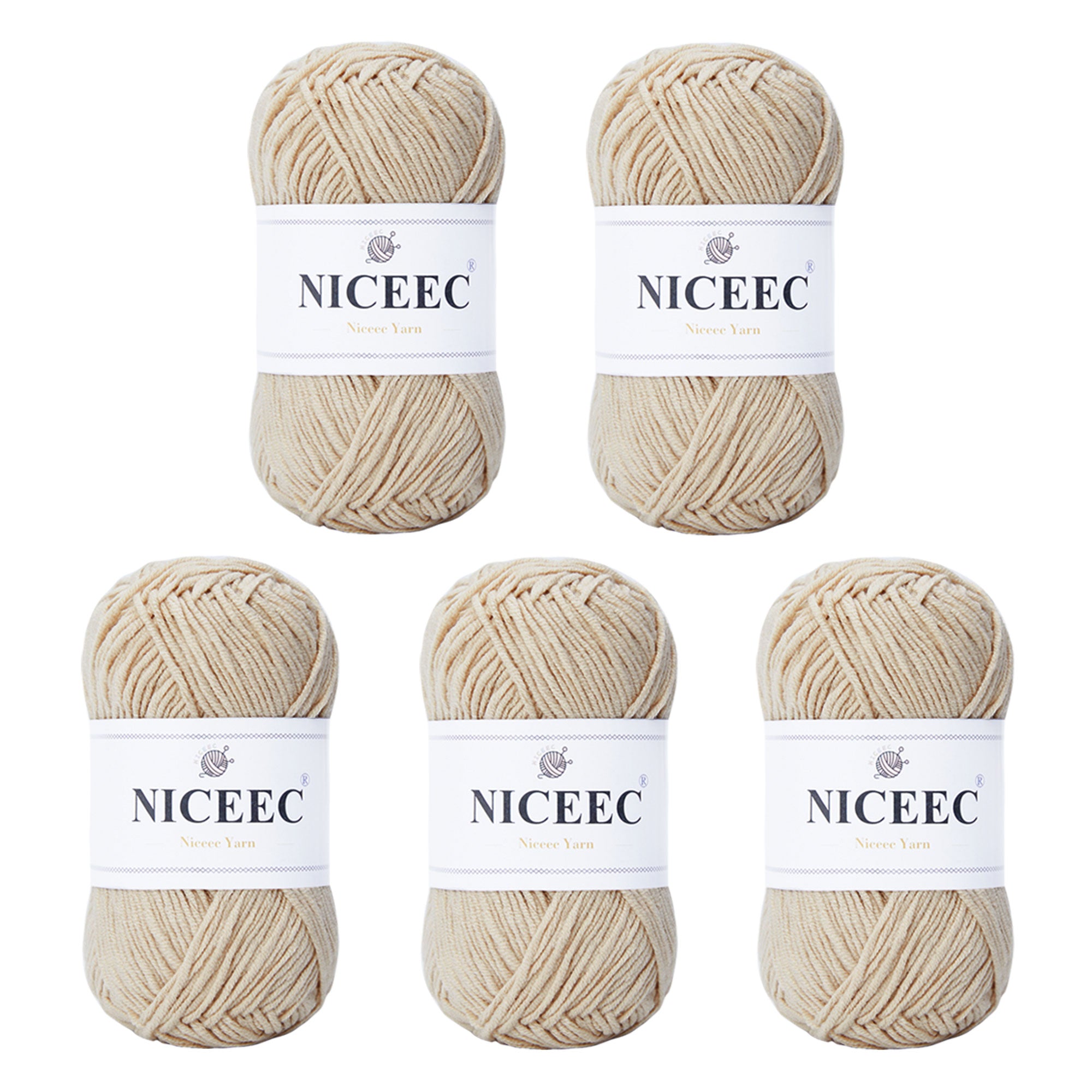 NICEEC 5 Skeins Cotton Blend Yarn Soft Yarn for Crocheting Baby Blanket Yarn for Knitting Easy Use 4 Ply Yarn Multicolored Yarn for DIY Craft
