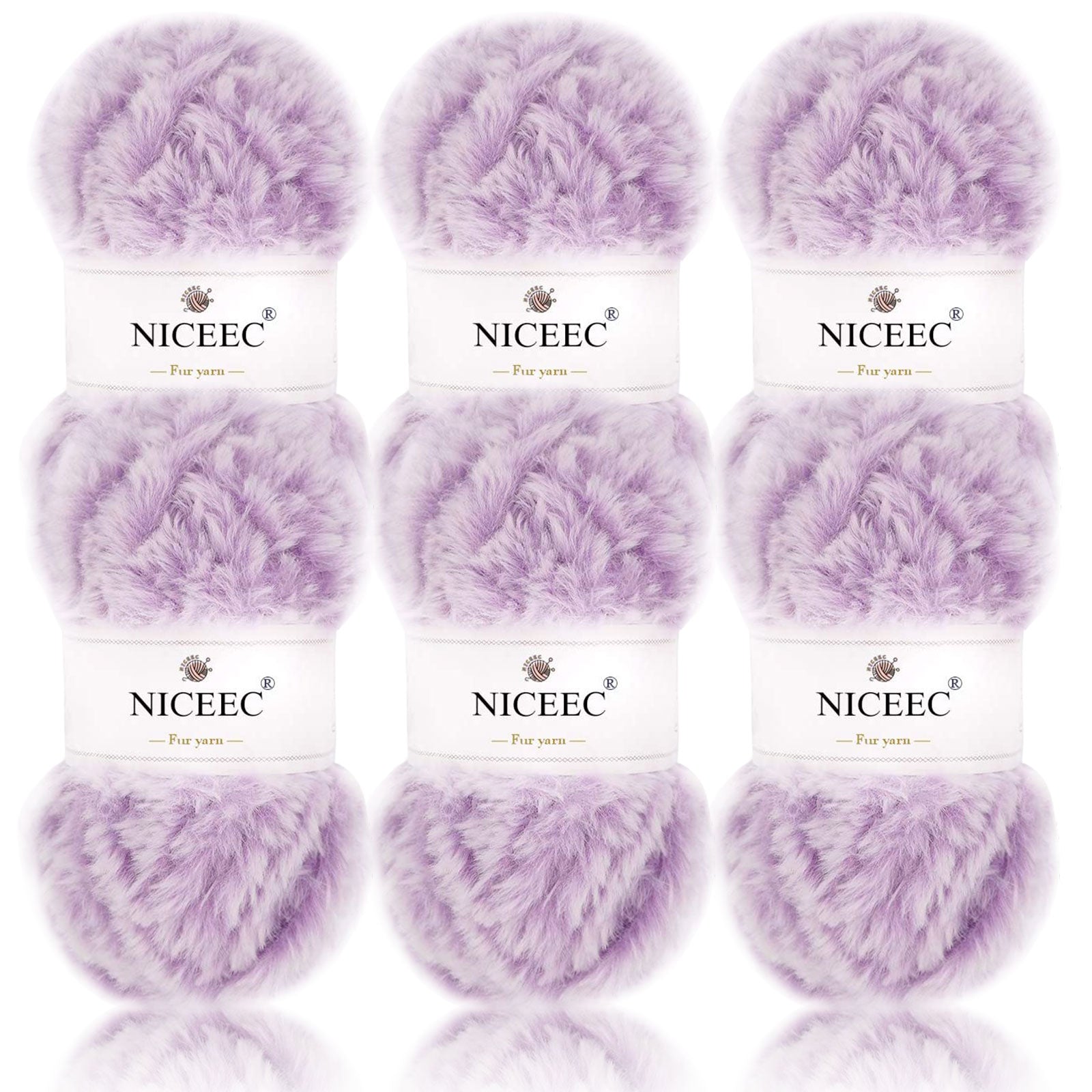 NICEEC 2 Skeins Super Soft Fur Yarn Chunky Fluffy Faux Fur Yarn Eyelash Yarn for Crochet Knit -Total Length 2×32m(2×35yds,50g×2)