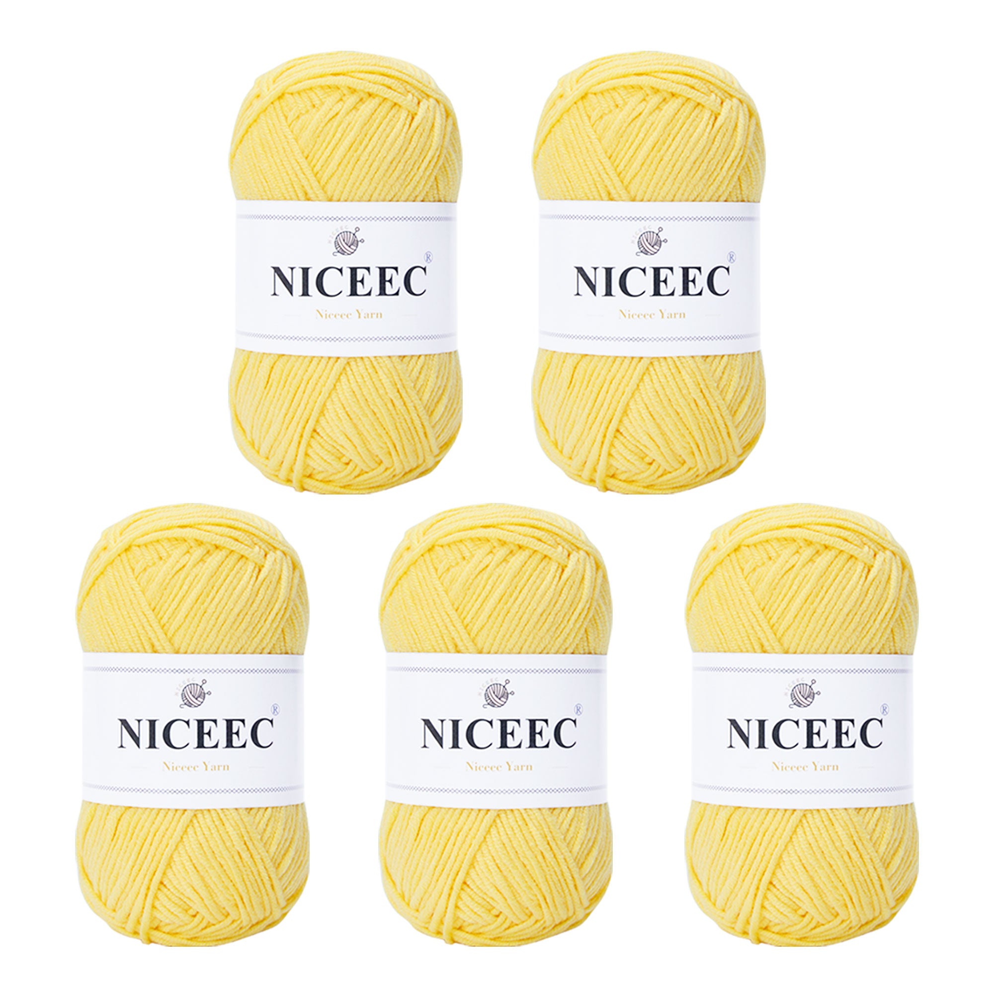 NICEEC 5 Skeins Cotton Blend Yarn Soft Yarn for Crocheting Baby Blanket Yarn for Knitting Easy Use 4 Ply Yarn Multicolored Yarn for DIY Craft