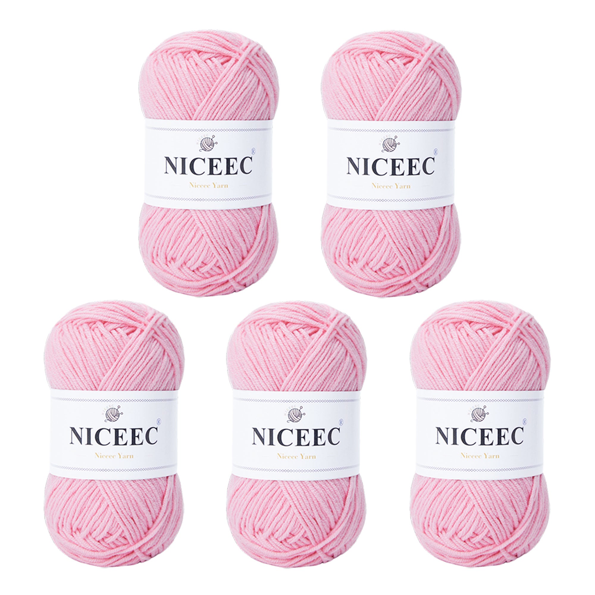 NICEEC 5 Skeins Cotton Blend Yarn Soft Yarn for Crocheting Baby Blanket Yarn for Knitting Easy Use 4 Ply Yarn Multicolored Yarn for DIY Craft