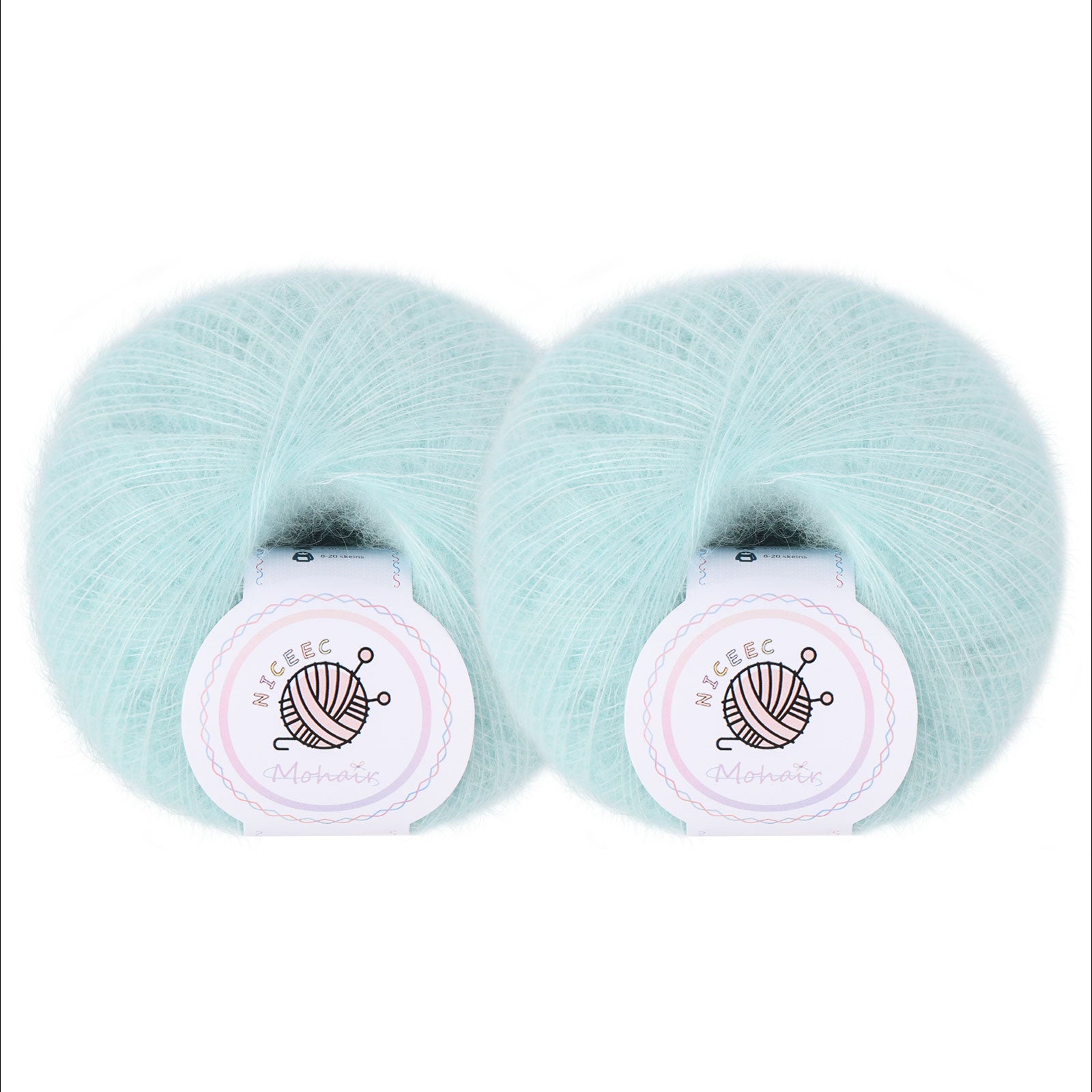 NICEEC 2 Skeins Soft Mohair Yarn, Fluffy & Fuzzy, Luxurious & Thin, Slik Wool Blend Yarn for Crochet & Knitting