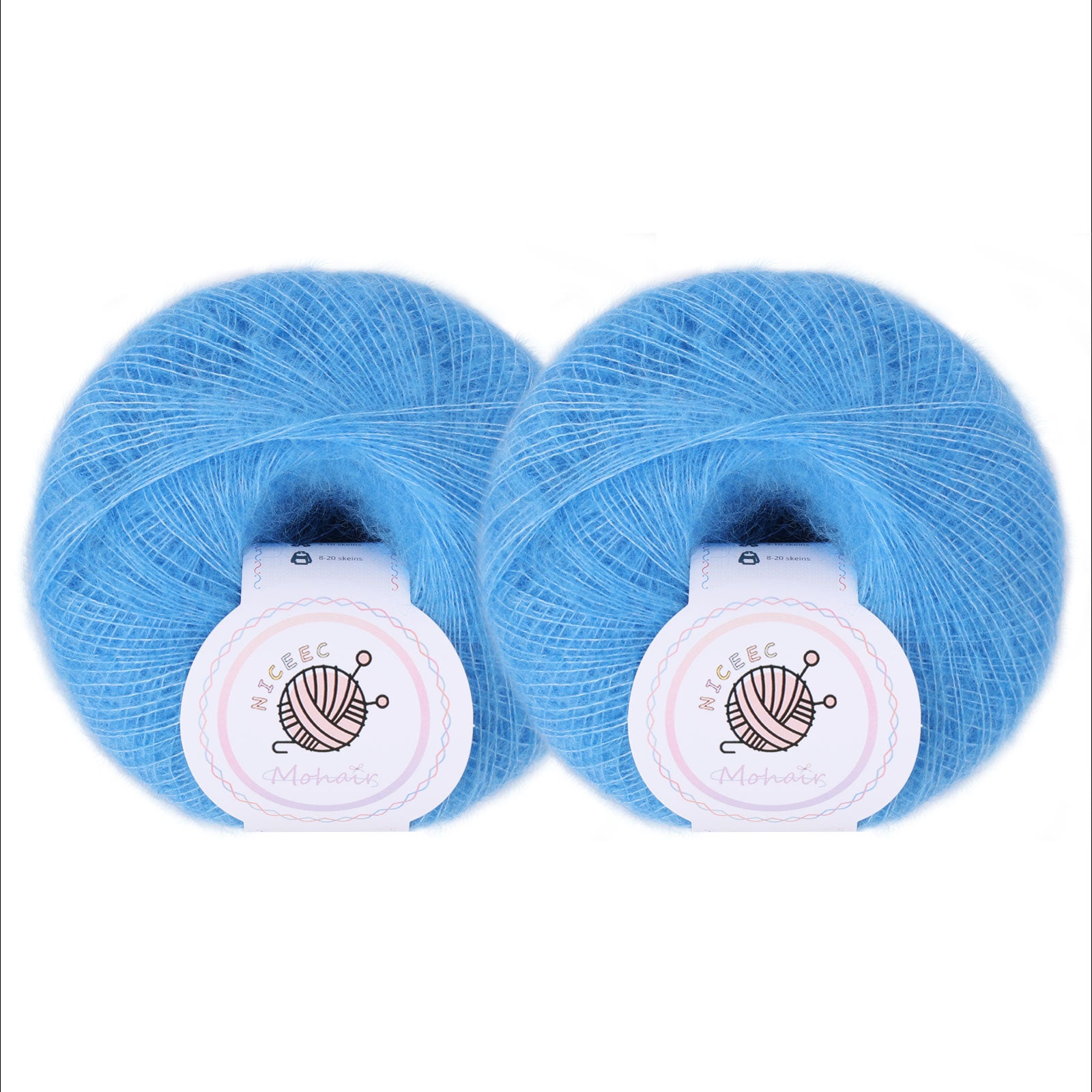 NICEEC 2 Skeins Soft Mohair Yarn, Fluffy & Fuzzy, Luxurious & Thin, Slik Wool Blend Yarn for Crochet & Knitting
