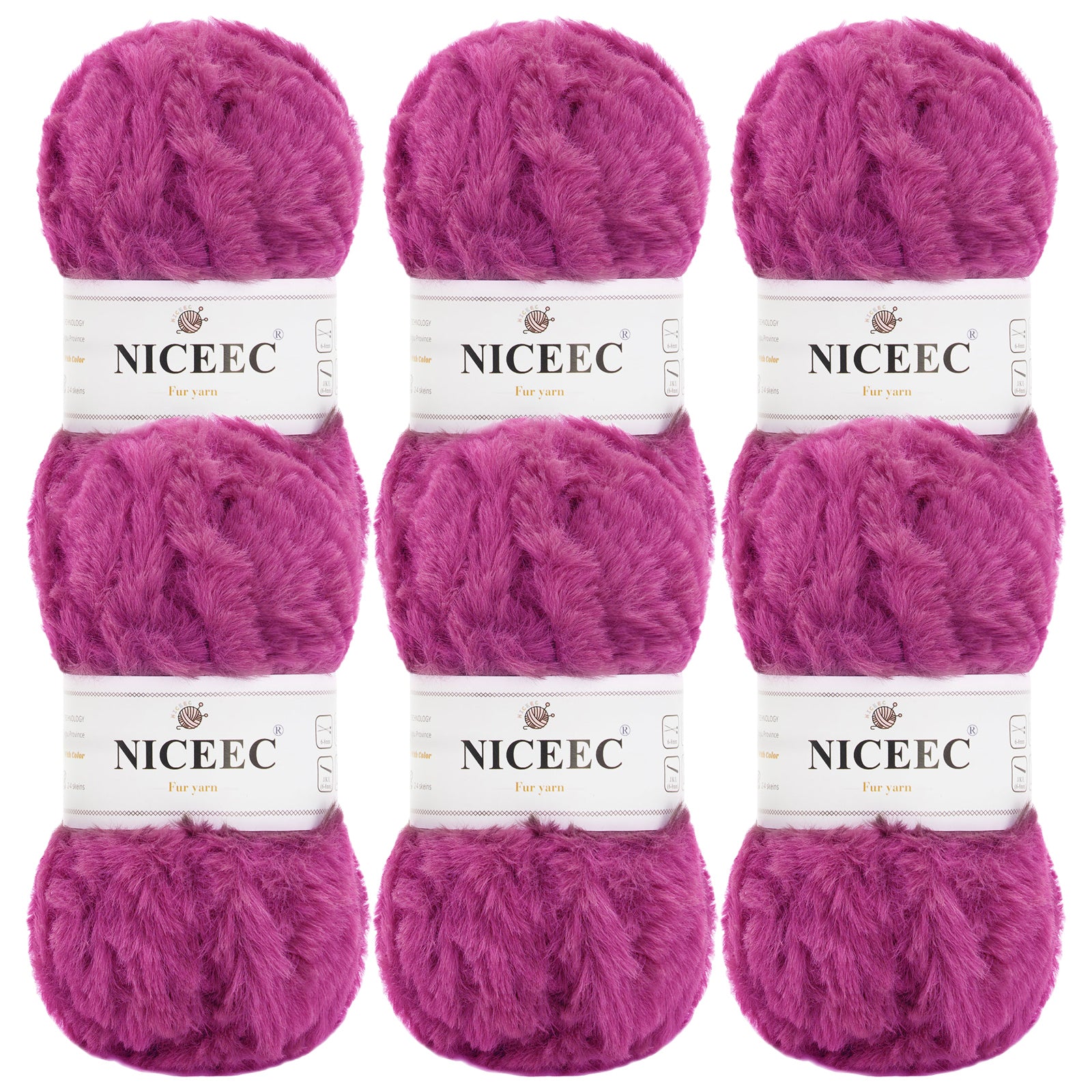 NICEEC 2 Skeins Super Soft Fur Yarn Chunky Fluffy Faux Fur Yarn Eyelash Yarn for Crochet Knit -Total Length 2×32m(2×35yds,50g×2)
