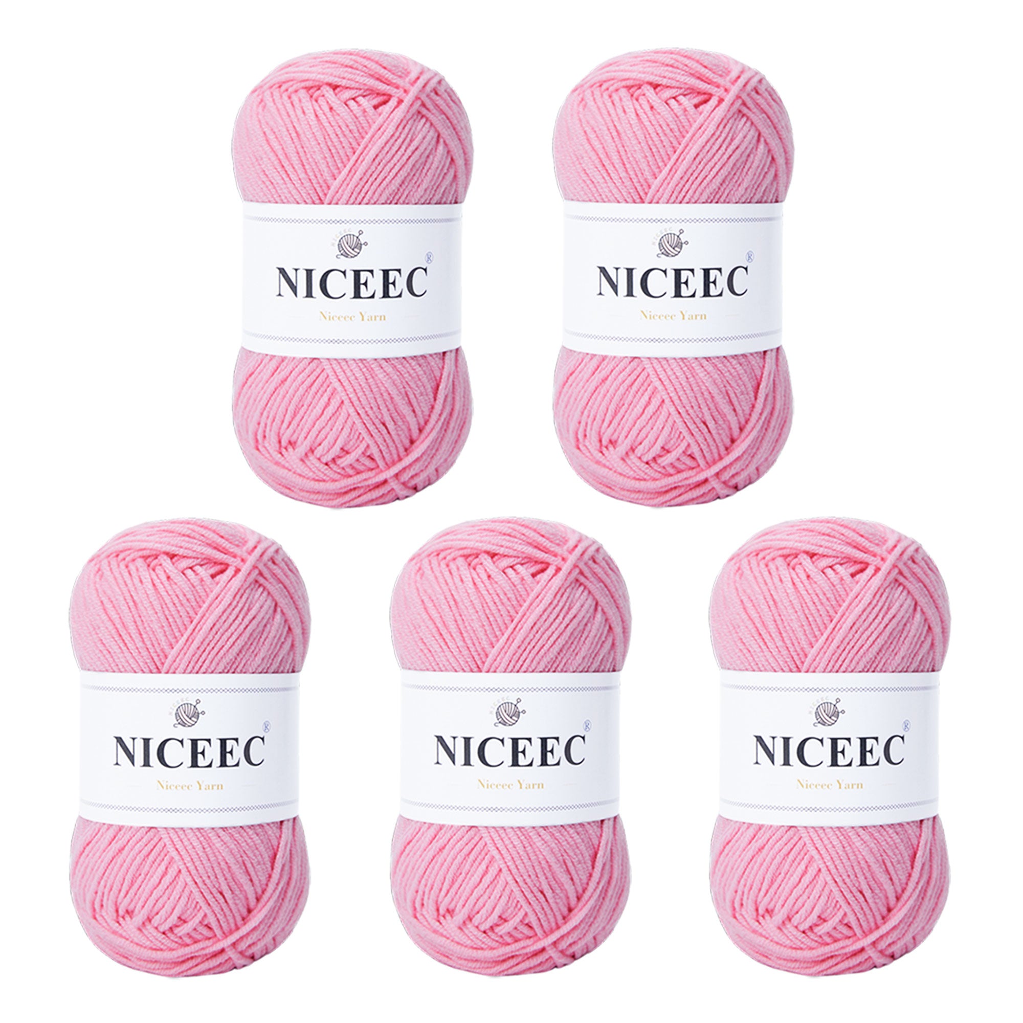NICEEC 5 Skeins Cotton Blend Yarn Soft Yarn for Crocheting Baby Blanket Yarn for Knitting Easy Use 4 Ply Yarn Multicolored Yarn for DIY Craft