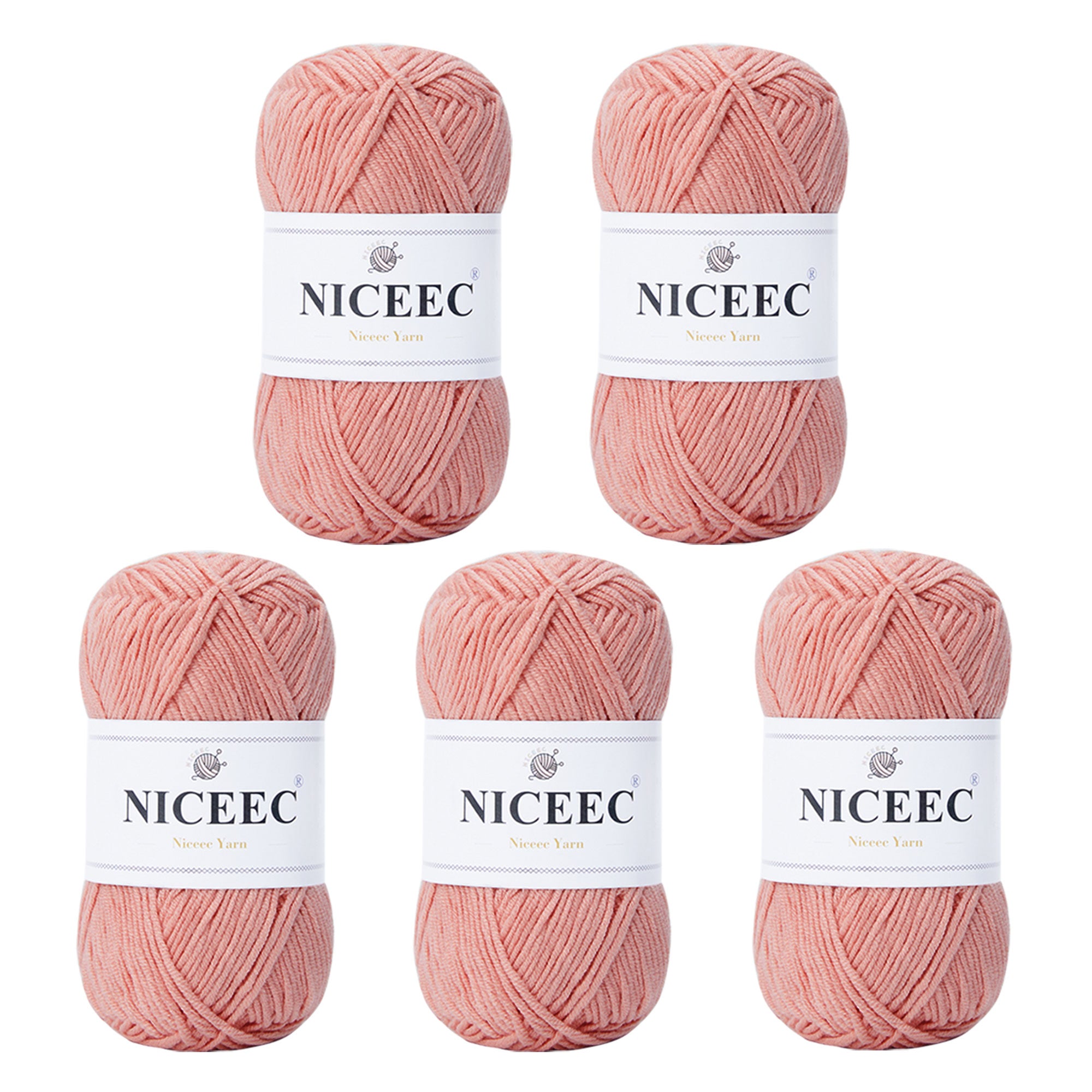 NICEEC 5 Skeins Cotton Blend Yarn Soft Yarn for Crocheting Baby Blanket Yarn for Knitting Easy Use 4 Ply Yarn Multicolored Yarn for DIY Craft