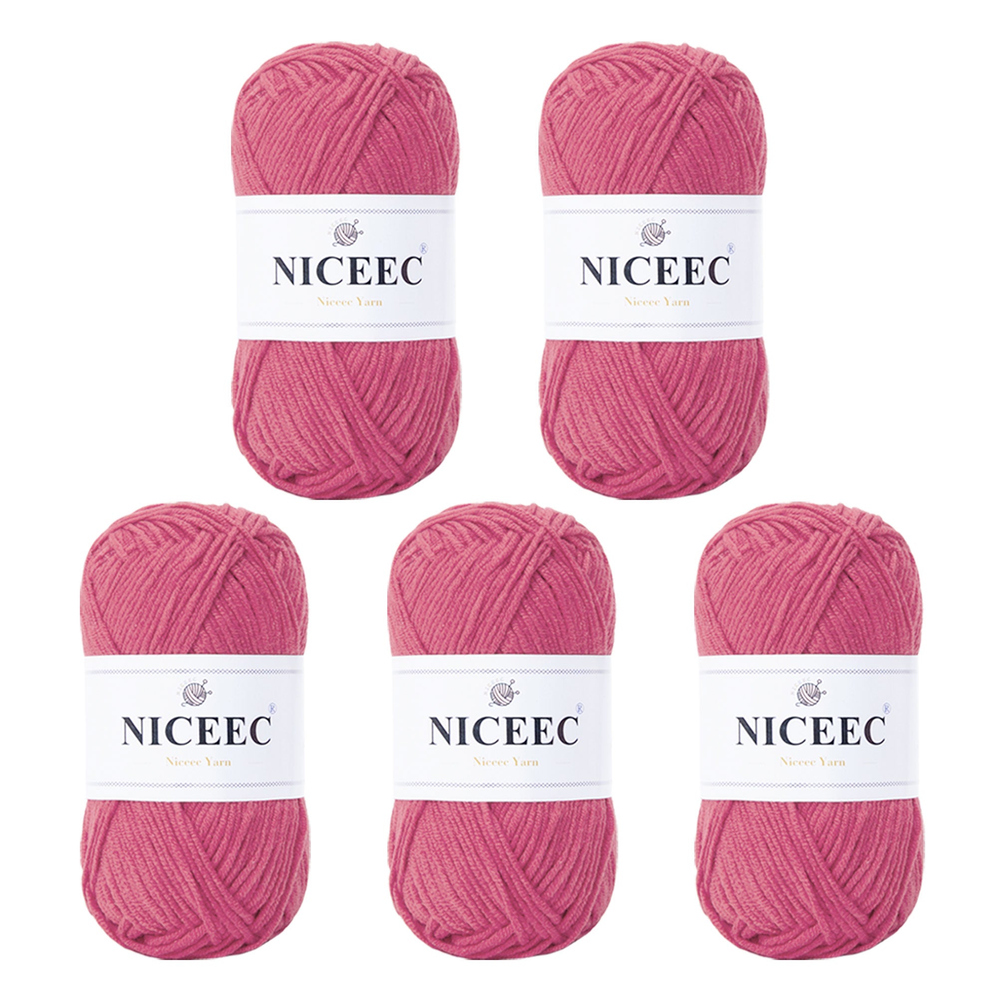 NICEEC 5 Skeins Cotton Blend Yarn Soft Yarn for Crocheting Baby Blanket Yarn for Knitting Easy Use 4 Ply Yarn Multicolored Yarn for DIY Craft