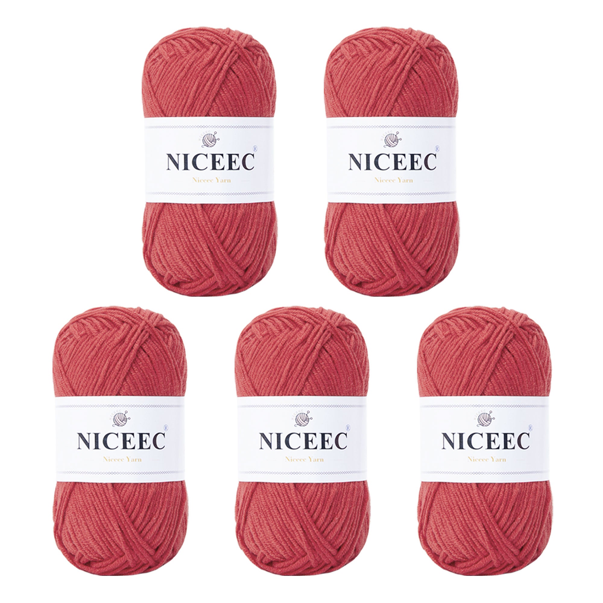 NICEEC 5 Skeins Cotton Blend Yarn Soft Yarn for Crocheting Baby Blanket Yarn for Knitting Easy Use 4 Ply Yarn Multicolored Yarn for DIY Craft