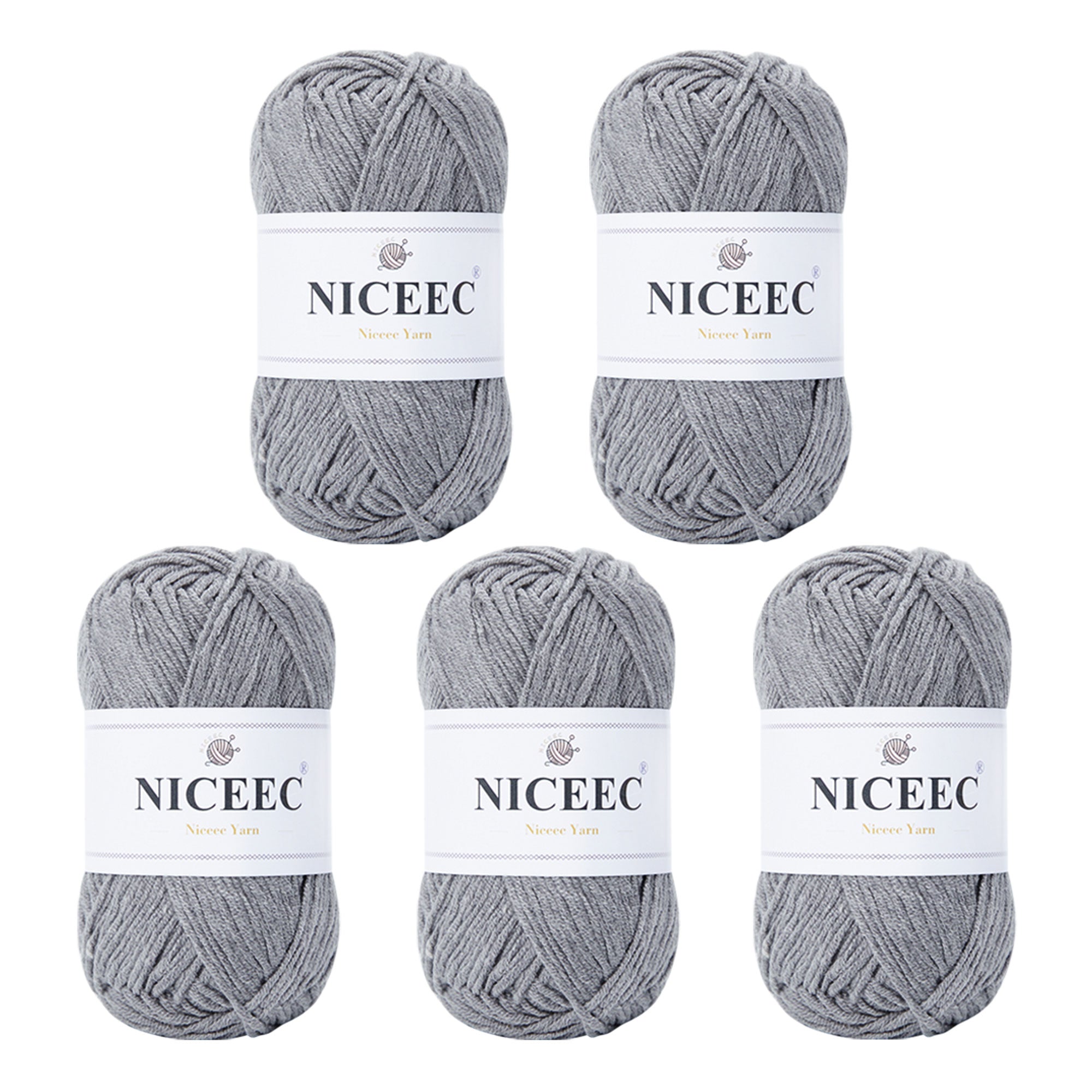NICEEC 5 Skeins Cotton Blend Yarn Soft Yarn for Crocheting Baby Blanket Yarn for Knitting Easy Use 4 Ply Yarn Multicolored Yarn for DIY Craft