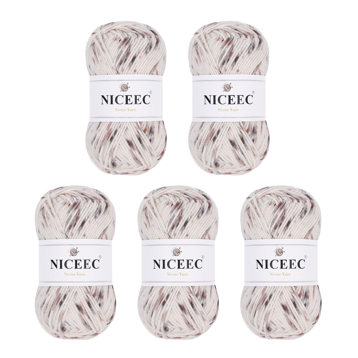 NICEEC 5 Skeins Cotton Blend Yarn Soft Yarn for Crocheting Baby Blanket Yarn for Knitting Easy Use 4 Ply Yarn Multicolored Yarn for DIY Craft