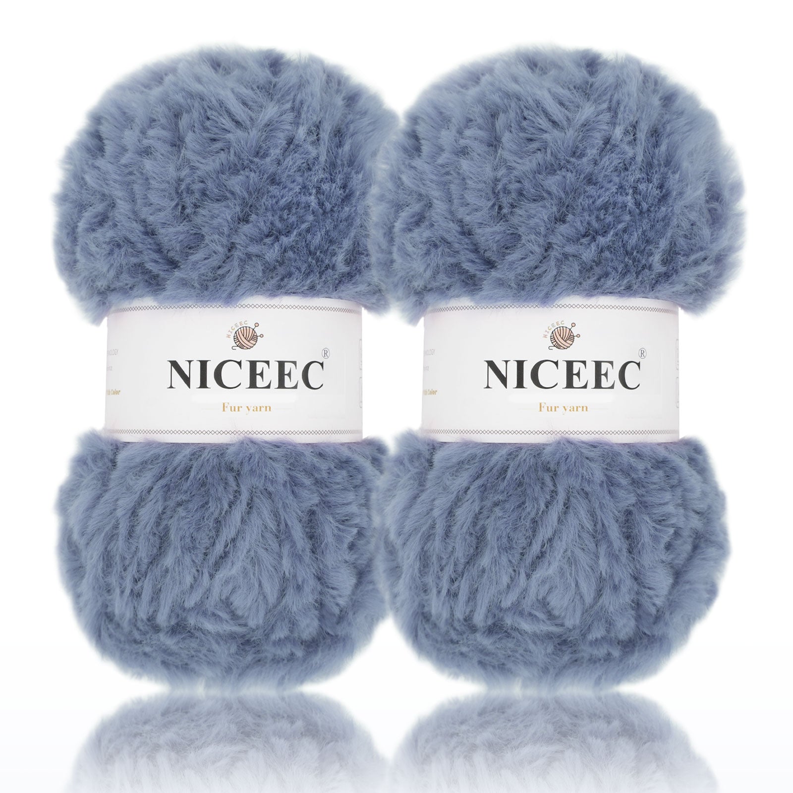 NICEEC 2 Skeins Super Soft Fur Yarn Chunky Fluffy Faux Fur Yarn Eyelash Yarn for Crochet Knit -Total Length 2×32m(2×35yds,50g×2)