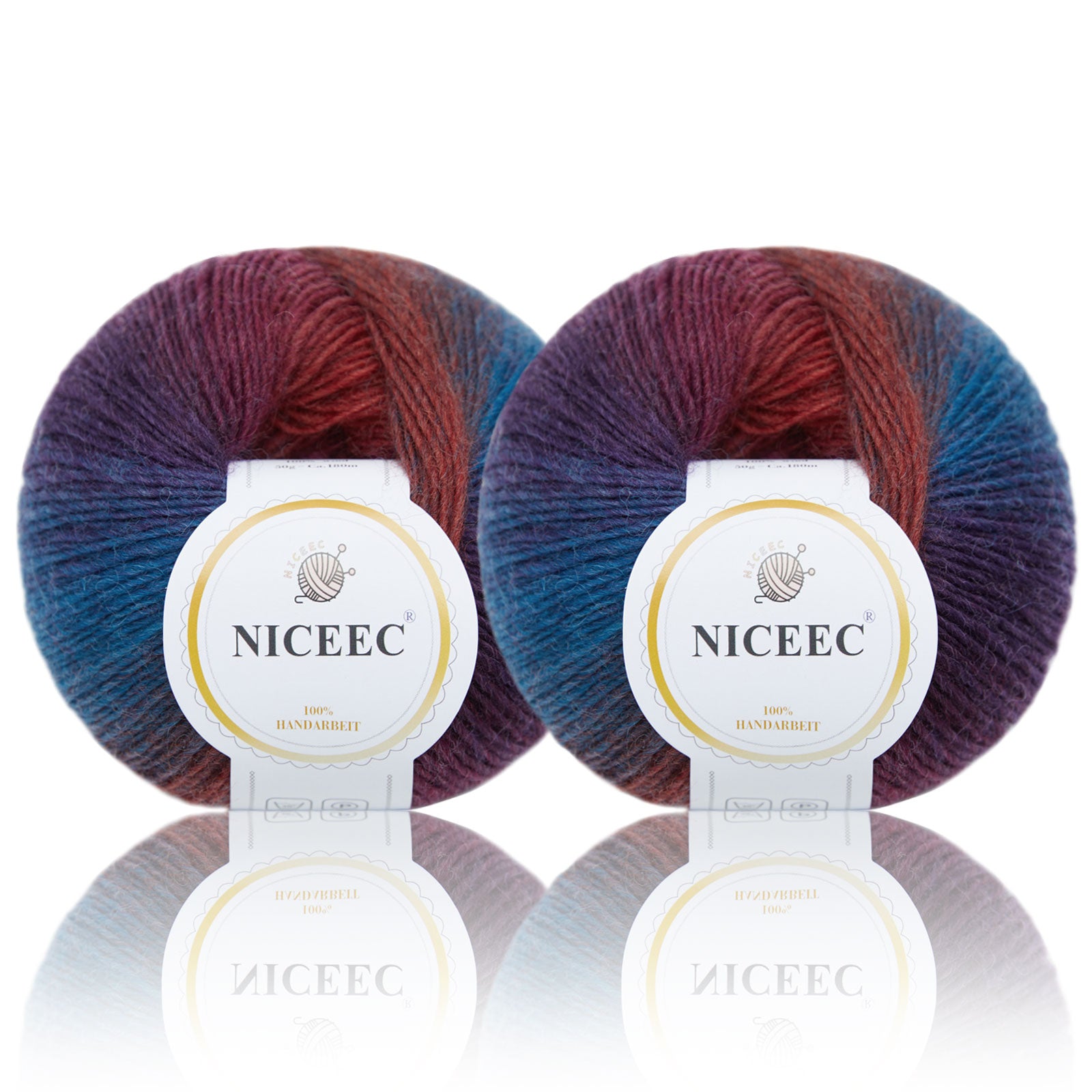 Rainbow Soft Yarn 100% Wool Gradient Multi Color Yarn for Crocheting Knit