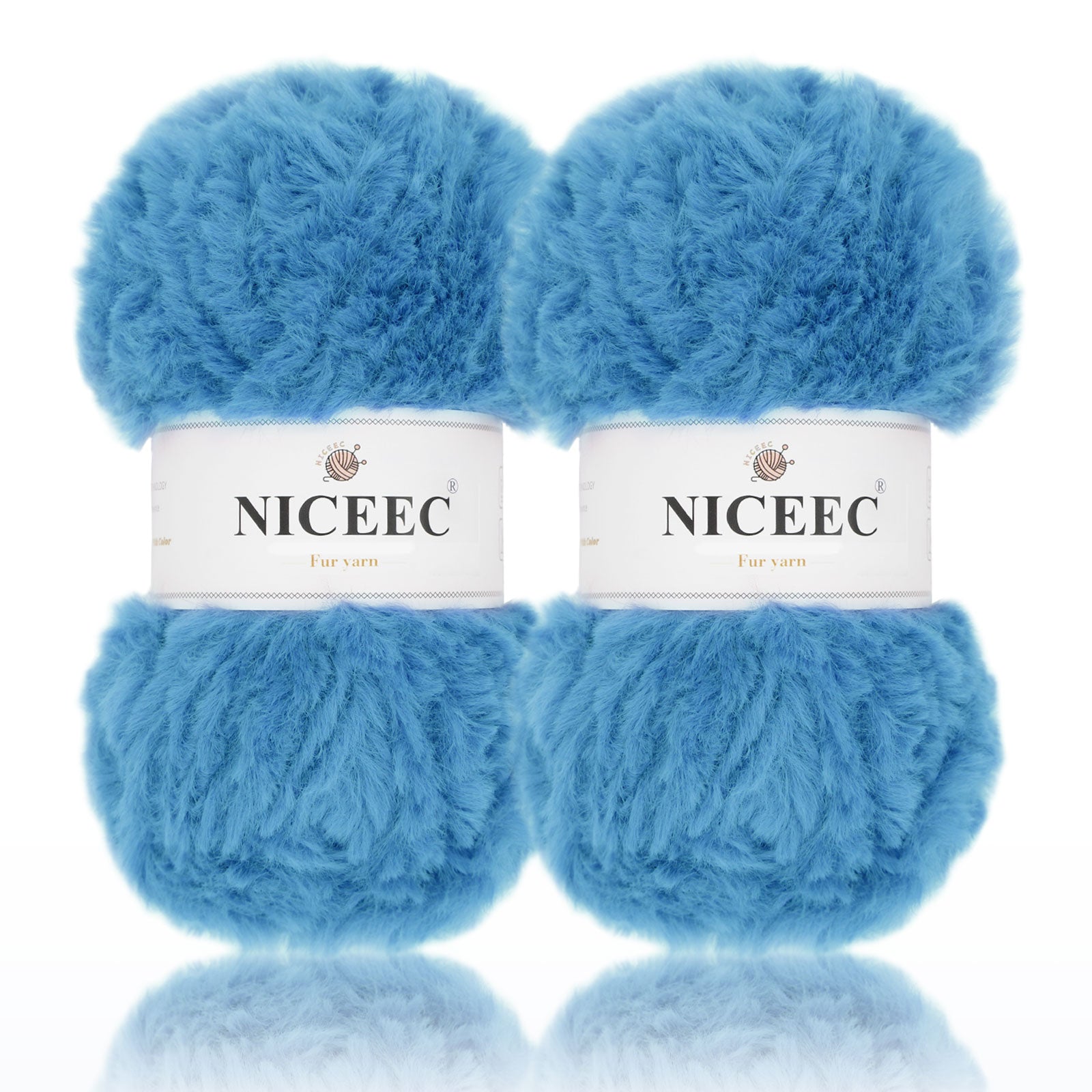 NICEEC 2 Skeins Super Soft Fur Yarn Chunky Fluffy Faux Fur Yarn Eyelash Yarn for Crochet Knit -Total Length 2×32m(2×35yds,50g×2)