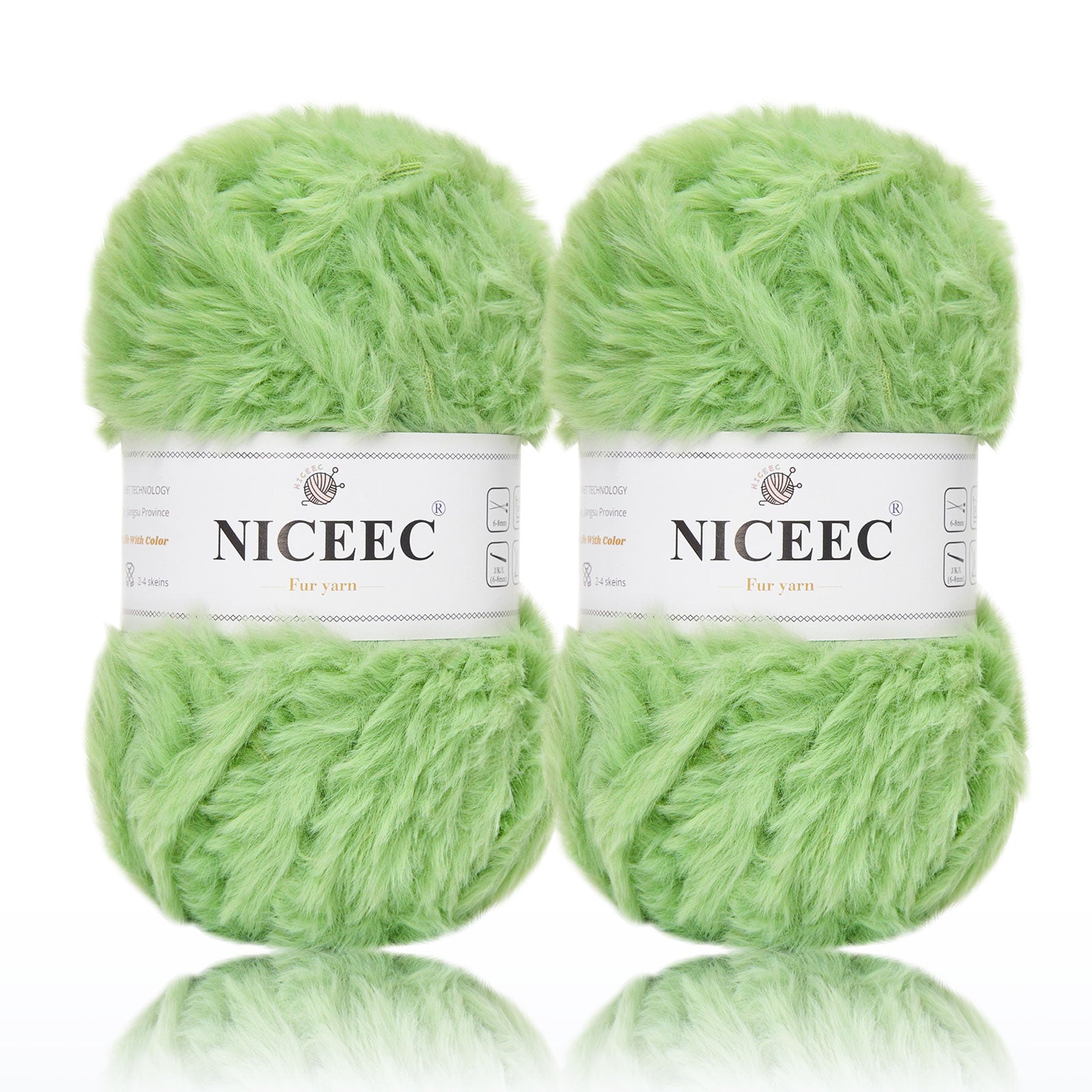 NICEEC 2 Skeins Super Soft Fur Yarn Chunky Fluffy Faux Fur Yarn Eyelash Yarn for Crochet Knit -Total Length 2×32m(2×35yds,50g×2)