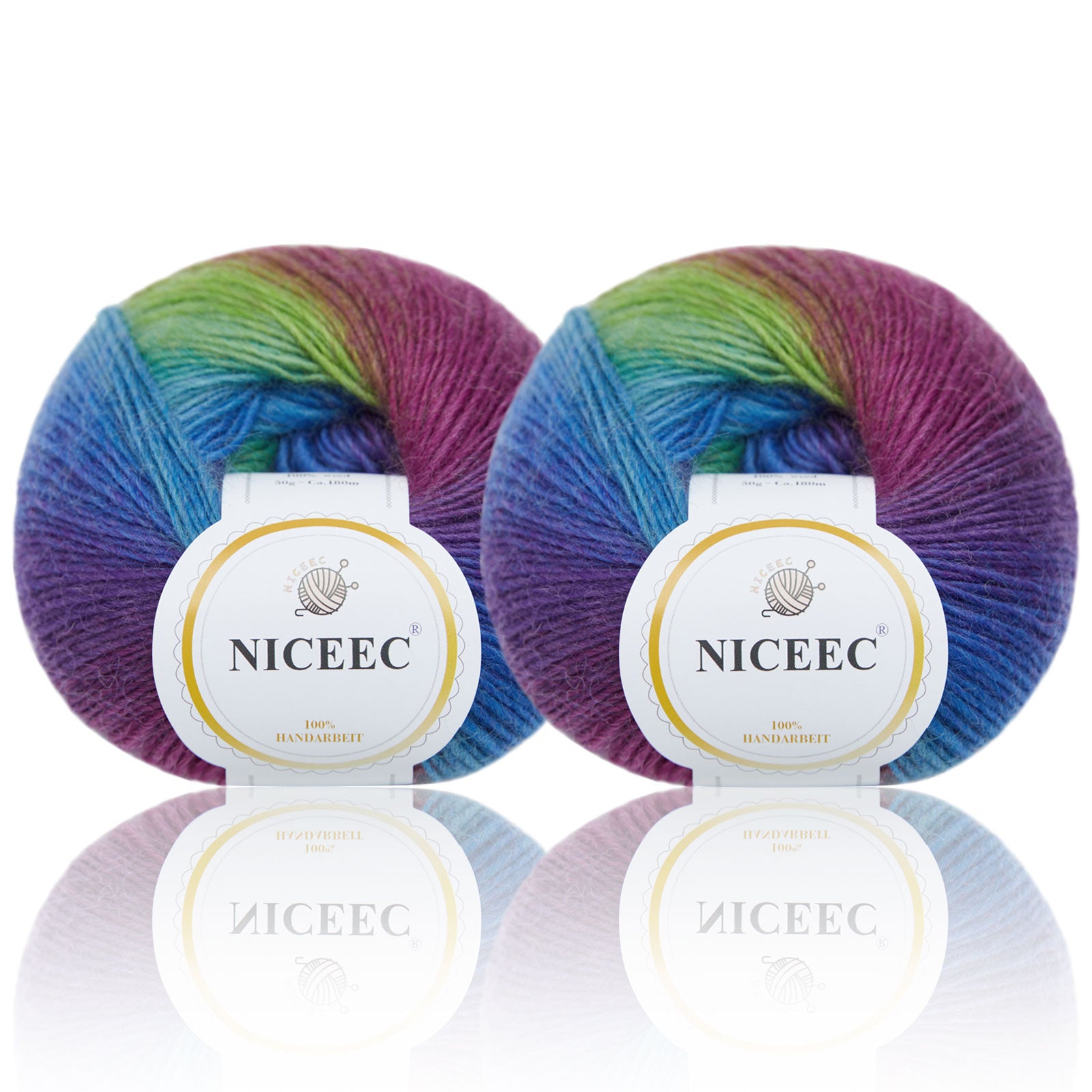 Rainbow Soft Yarn 100% Wool Gradient Multi Color Yarn for Crocheting Knit