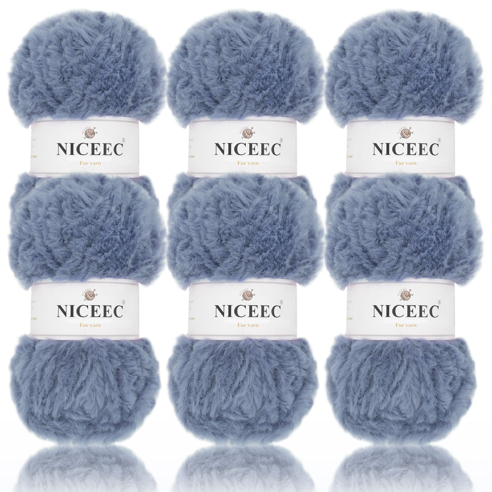 NICEEC 2 Skeins Super Soft Fur Yarn Chunky Fluffy Faux Fur Yarn Eyelash Yarn for Crochet Knit -Total Length 2×32m(2×35yds,50g×2)