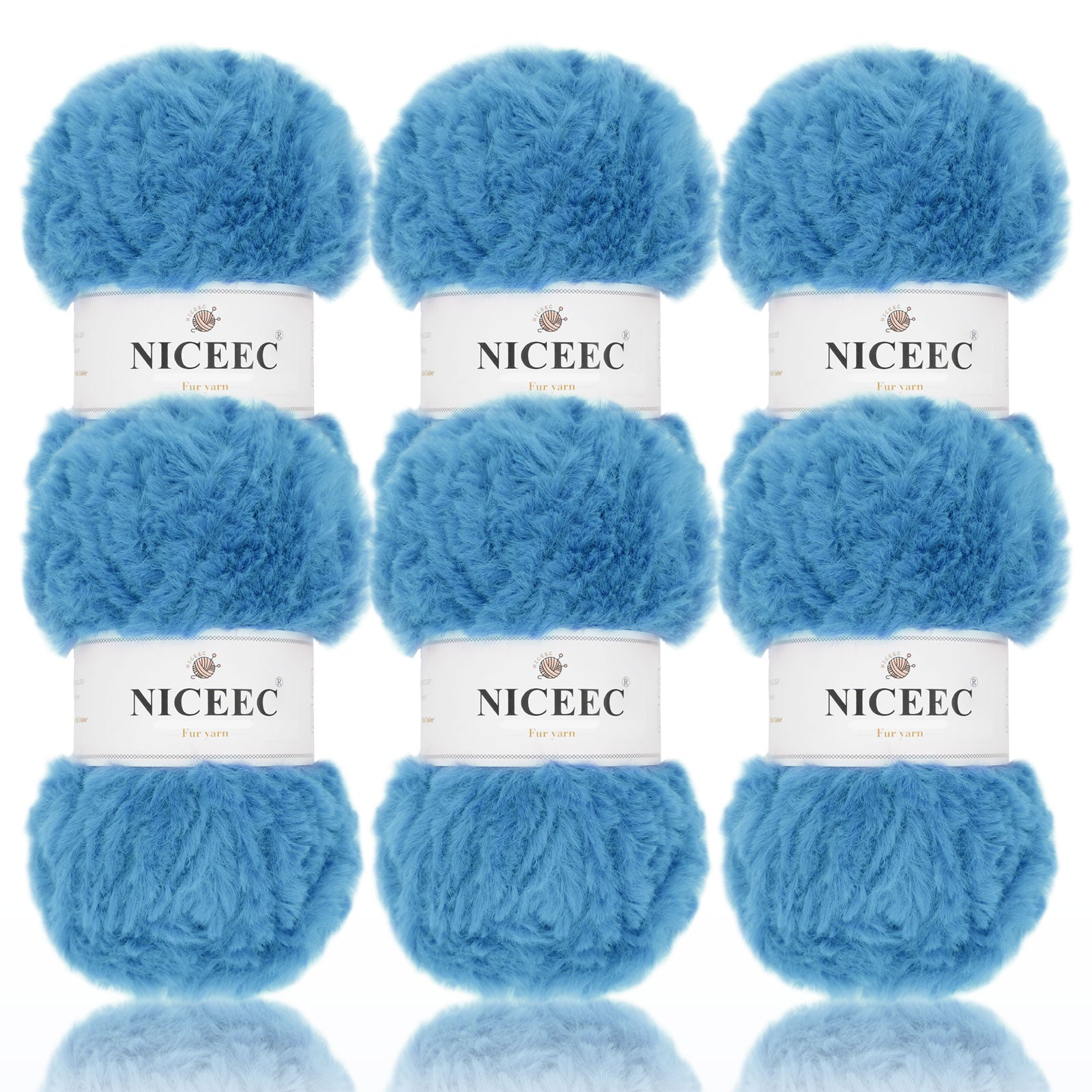 NICEEC 2 Skeins Super Soft Fur Yarn Chunky Fluffy Faux Fur Yarn Eyelash Yarn for Crochet Knit -Total Length 2×32m(2×35yds,50g×2)