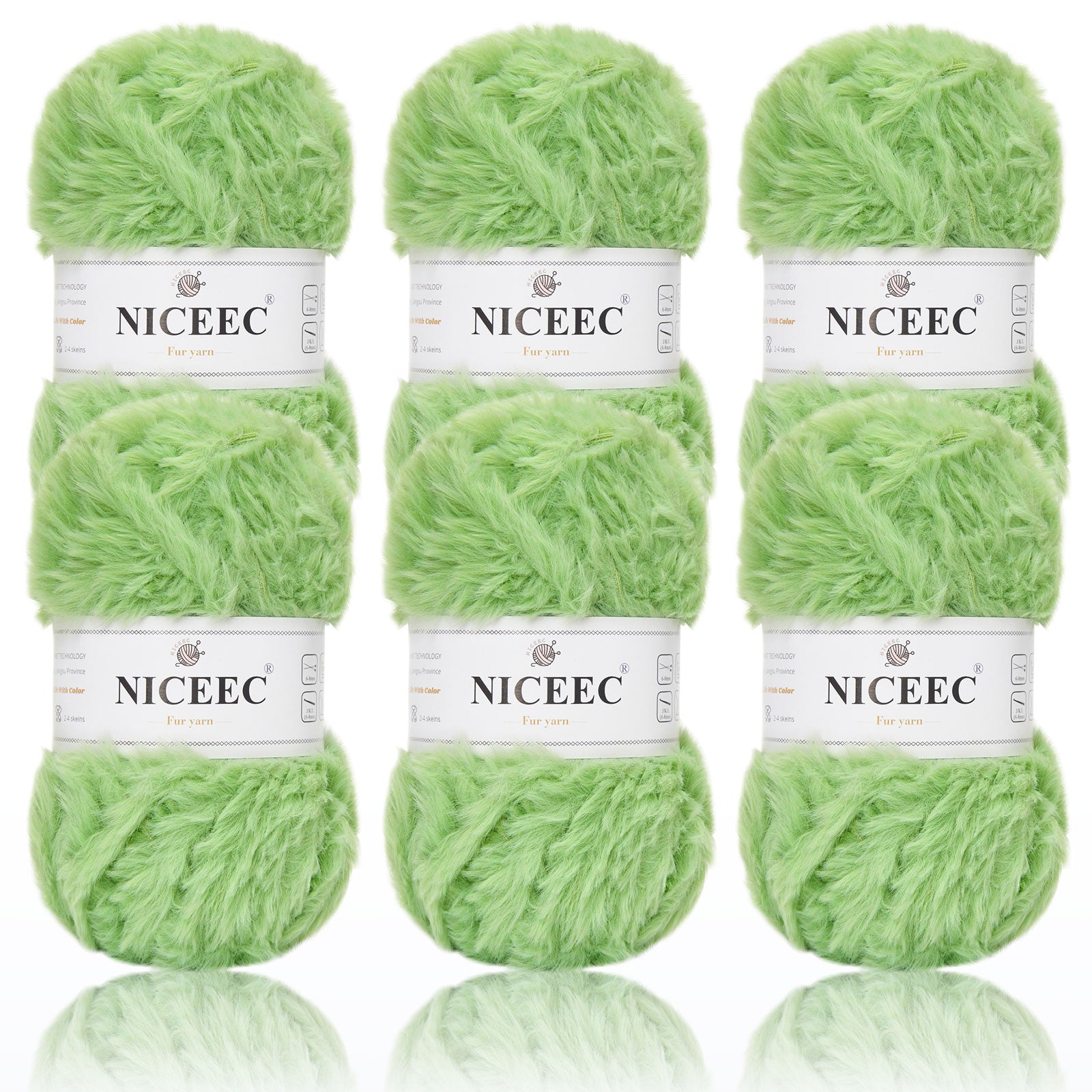 NICEEC 2 Skeins Super Soft Fur Yarn Chunky Fluffy Faux Fur Yarn Eyelash Yarn for Crochet Knit -Total Length 2×32m(2×35yds,50g×2)