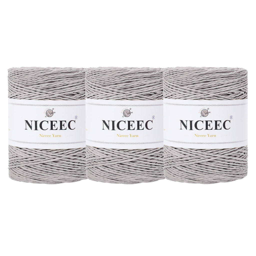 NICEEC - Hilo de papel de 3 madejas, fácil de tejer, para crochet, para sombreros de verano, kraft, para decoración del hogar (5.3 oz × 3/262 yds × 3) - Café 