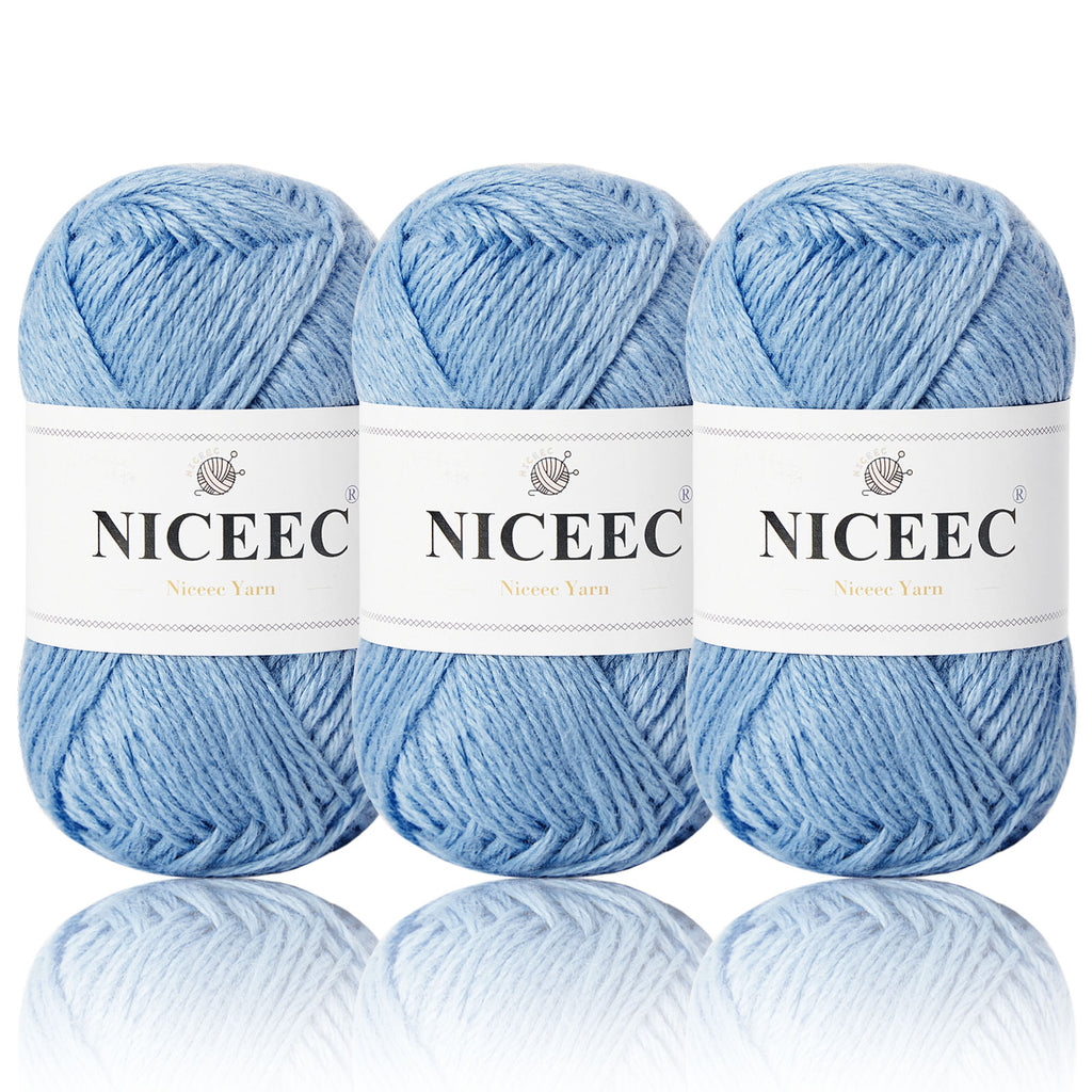 NICEEC 3 Skeins Wool-Bamboo Yarn(3x50g/3x110yds)