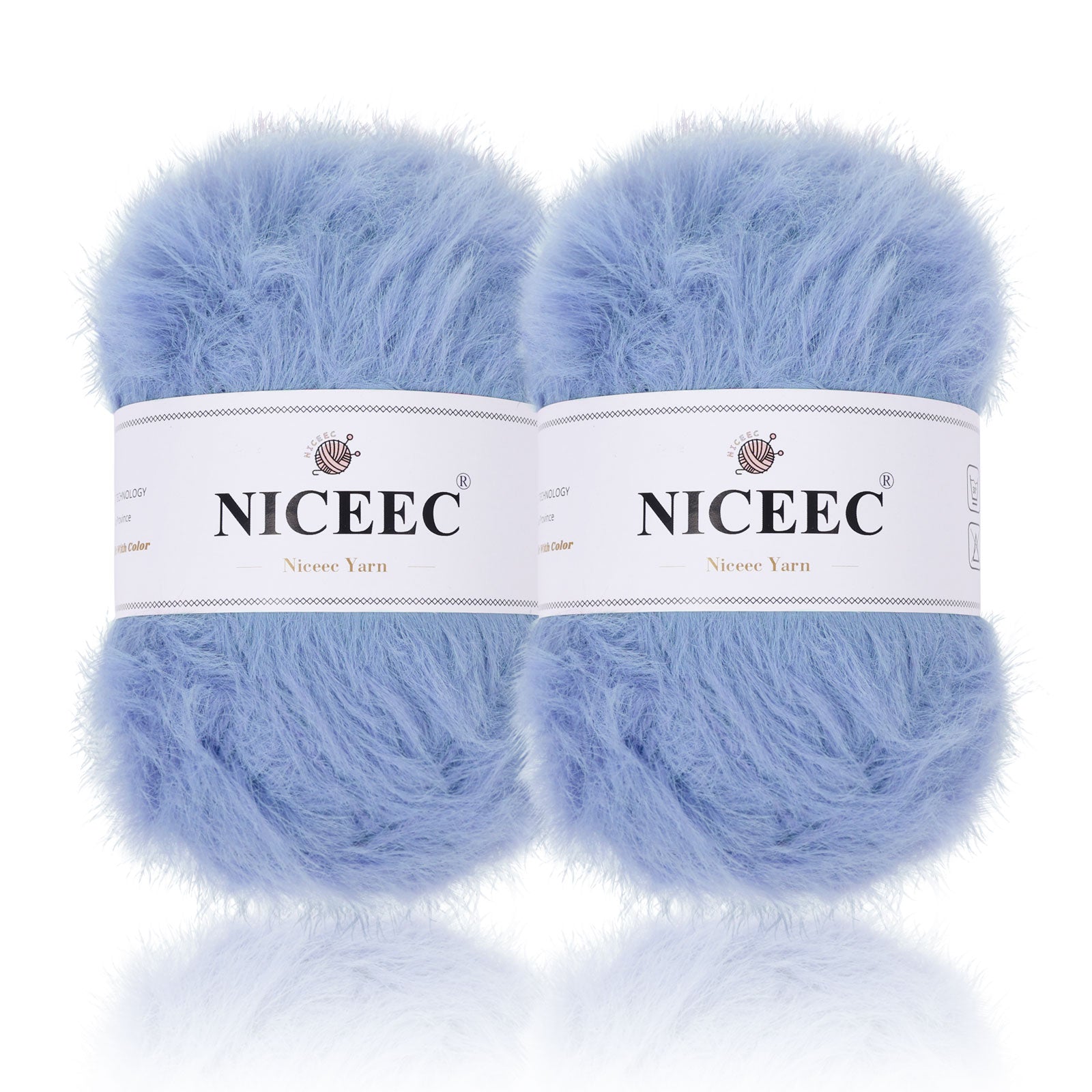 NICEEC 2 Skeins Super Soft Fluffy Yarn, Chunky, Faux Fur, 100% Nylon, Long Pile & Fuzzy, Eyelash Yarn for Crochet & Knit, Total 7.05oz/416yds