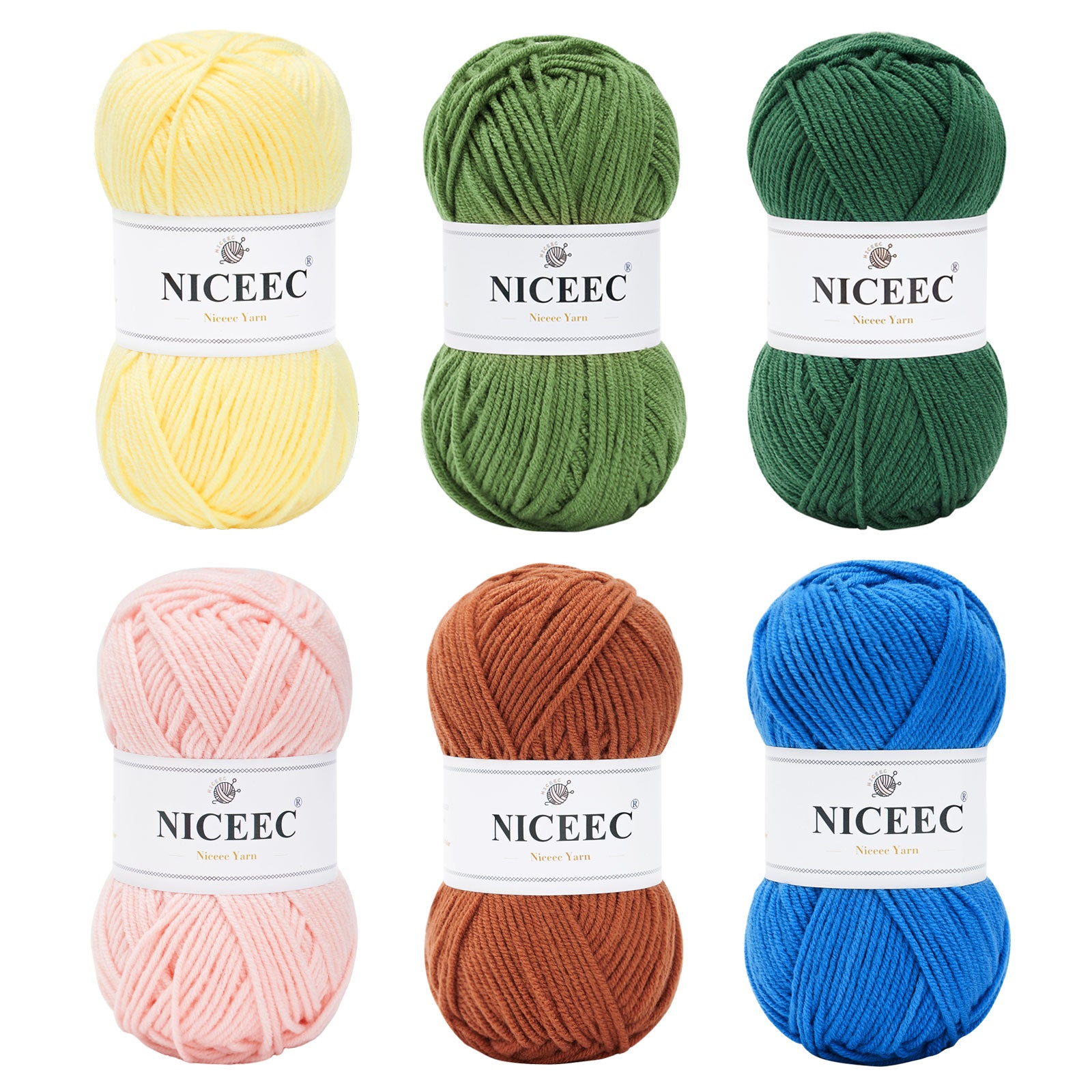 NICEEC 300g Soft Assorted Colors Yarn - Sport Weight,100% Acrylic, 4 Ply, Bonbons Yarn for Crochet & Knit, DIY Project Starter Kit for Kids or Adults(Total 870yds)