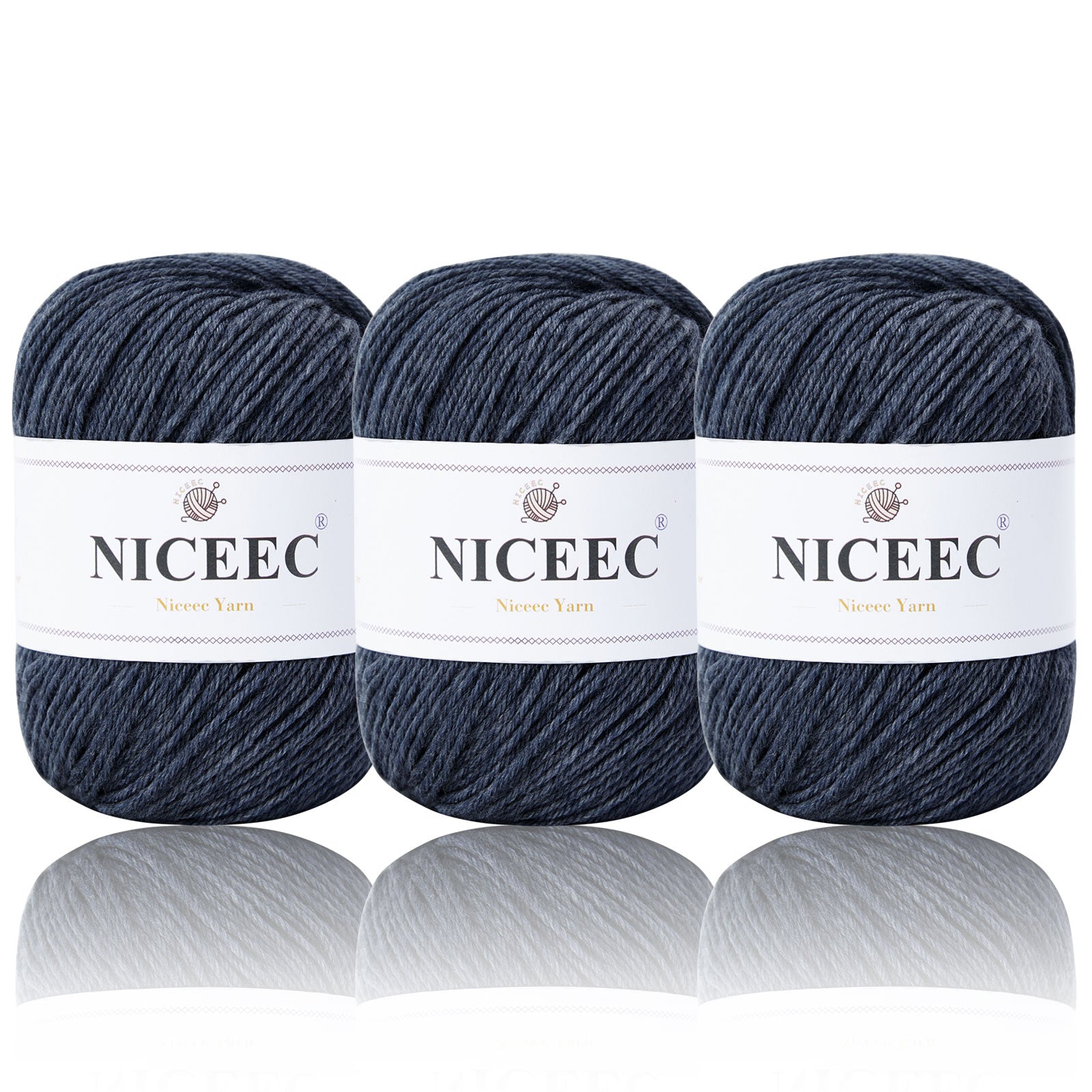 NICEEC 4 Skeins Soft Merino Wool Yarn - Soft & Warm, Finger Weight, Woolen Yarn for Crochet & Knitting