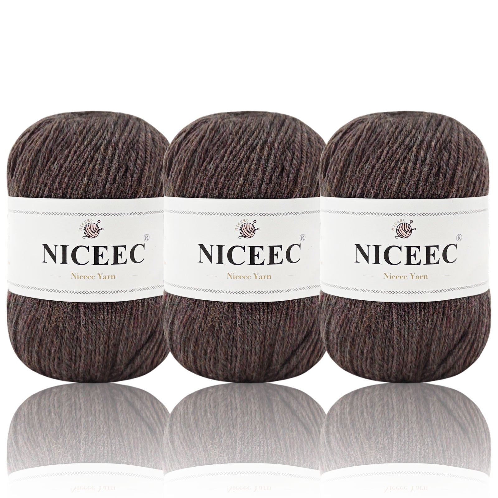 NICEEC 4 Skeins Soft Merino Wool Yarn - Soft & Warm, Finger Weight, Woolen Yarn for Crochet & Knitting