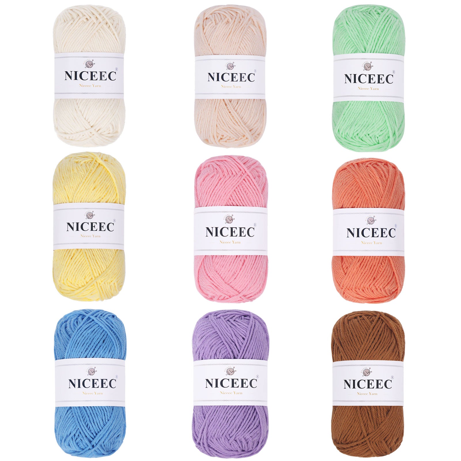 NICEEC Soft Baby Cotton Yarn, DK Weight, DIY Craft Blanket Yarn for Crochet & Knitting