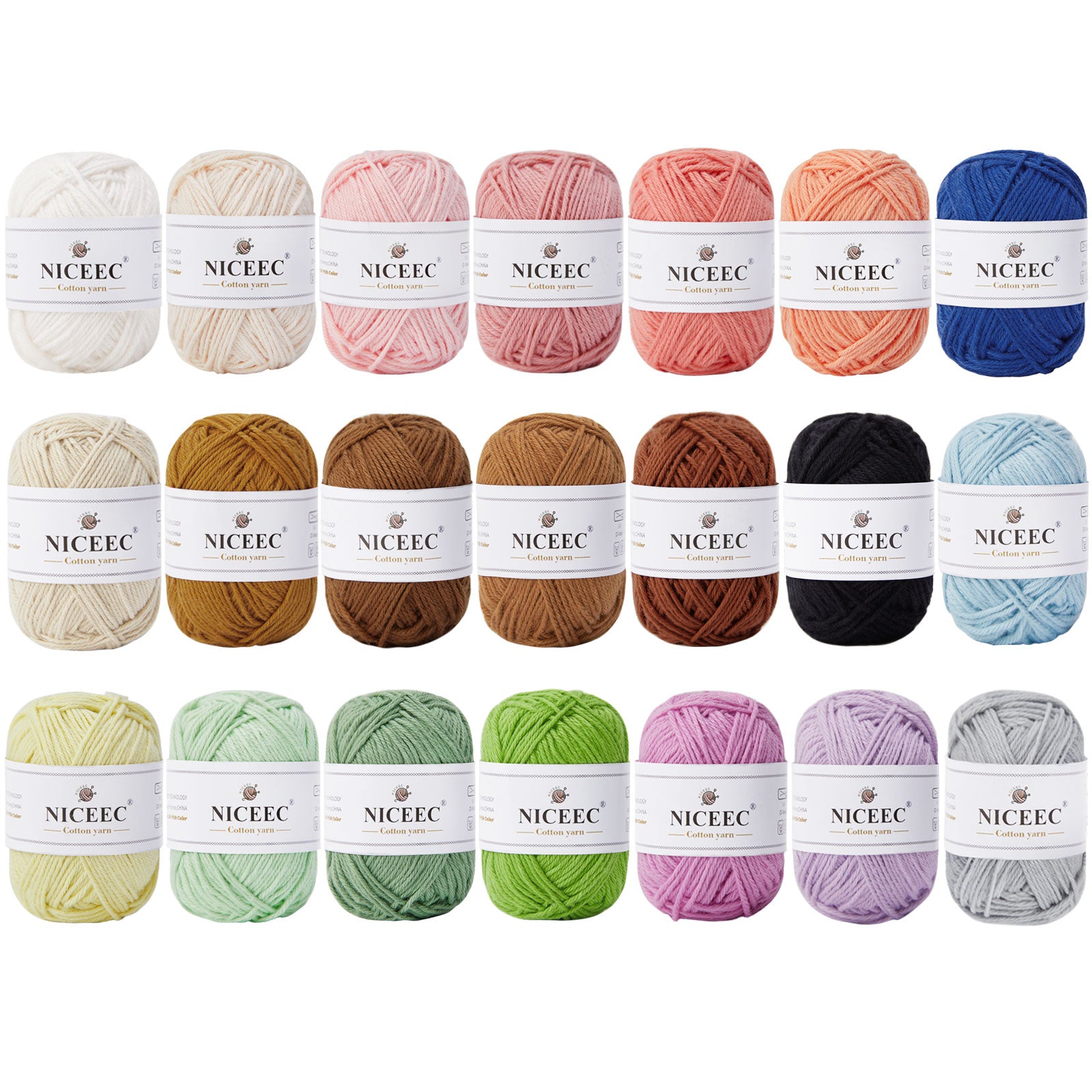 NICEEC 4 Skeins Soft Baby Yarn 100% Cotton Yarn for Crochet Knitting 4 Ply Yarn Blanket Yarn for DIY Craft Fingering Weight Yarn Total Length 4×175yds/4×50g