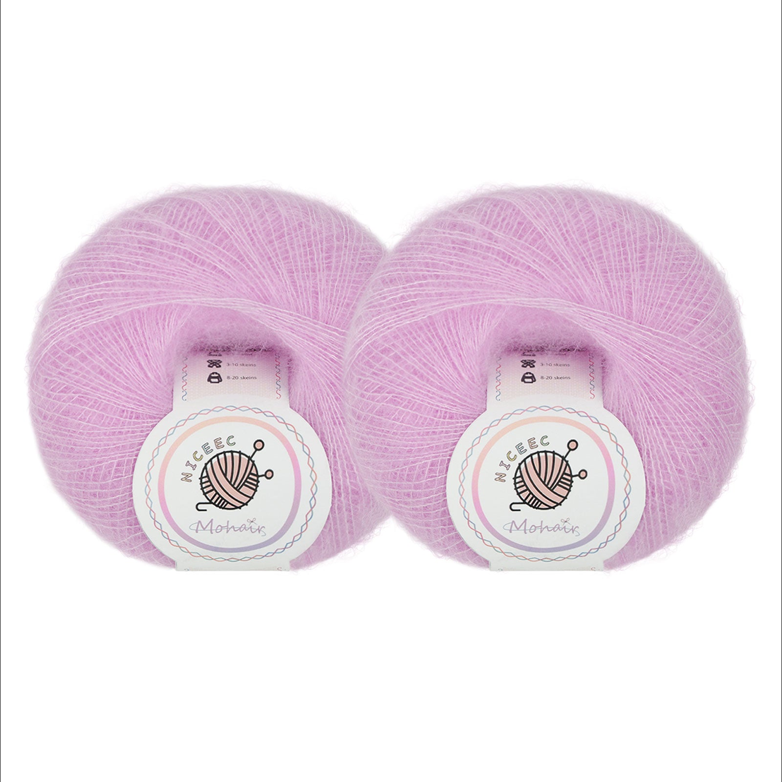 NICEEC 2 Skeins Soft Mohair Yarn, Fluffy & Fuzzy, Luxurious & Thin, Slik Wool Blend Yarn for Crochet & Knitting