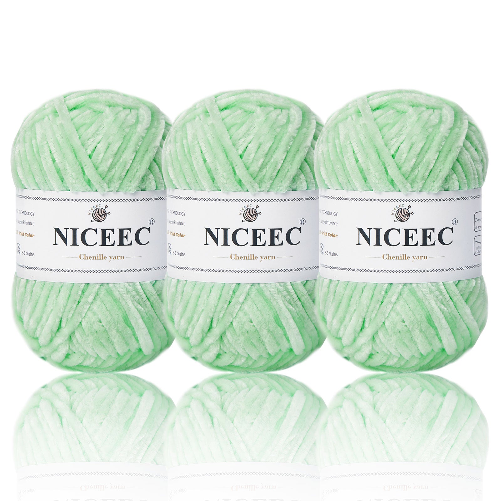 NICEEC 3 Skeins Soft Chenille Yarn Blanket Yarn for Knitting Fancy Yarn for Crochet Weaving DIY Craft
