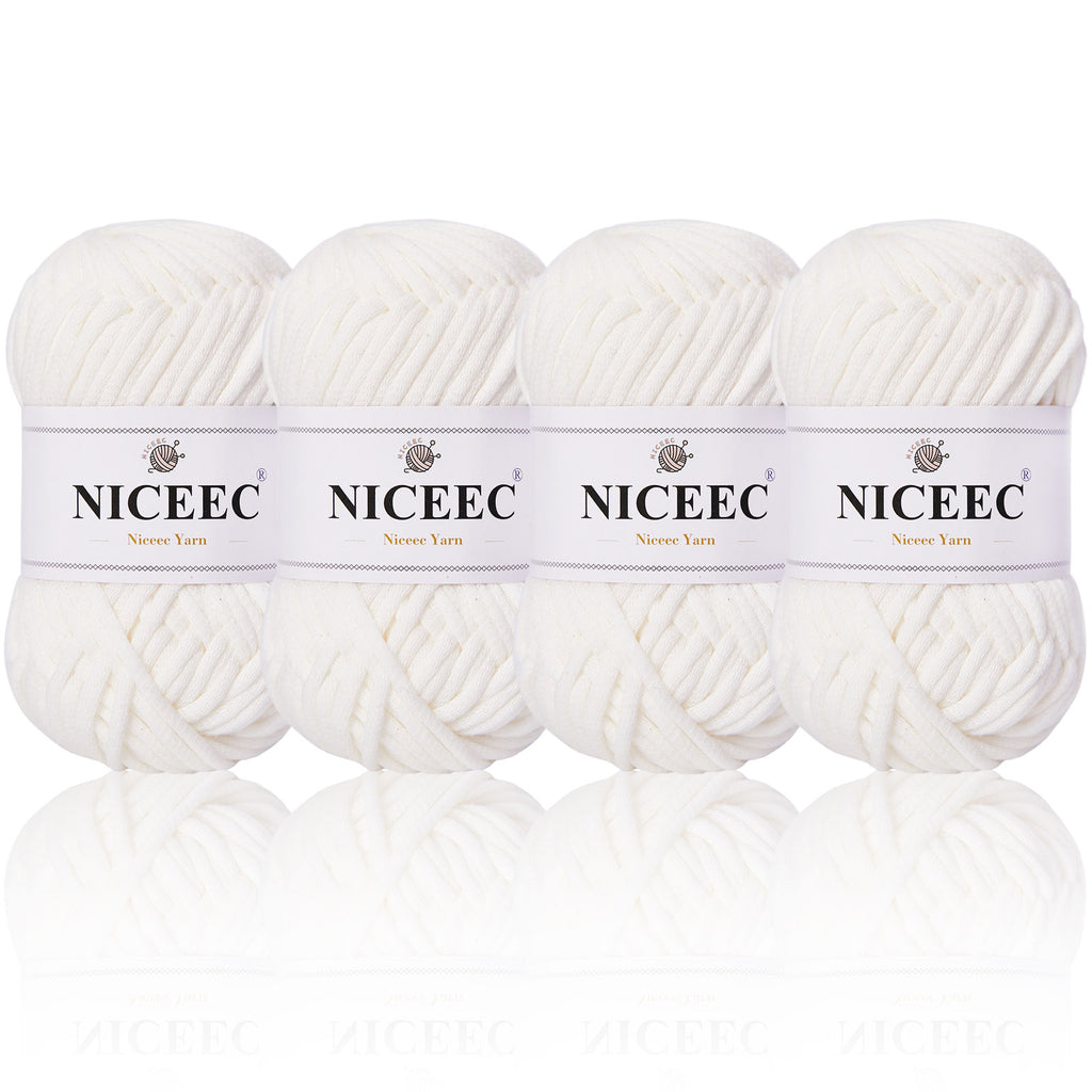 NICEEC 4 Skeins Soft Cotton-Nylon Blend Yarn for Crochet & Knitting - Easy-Use, Beginner Friendly, DIY Craft Yarn - Total Length 220yds (7.1oz)