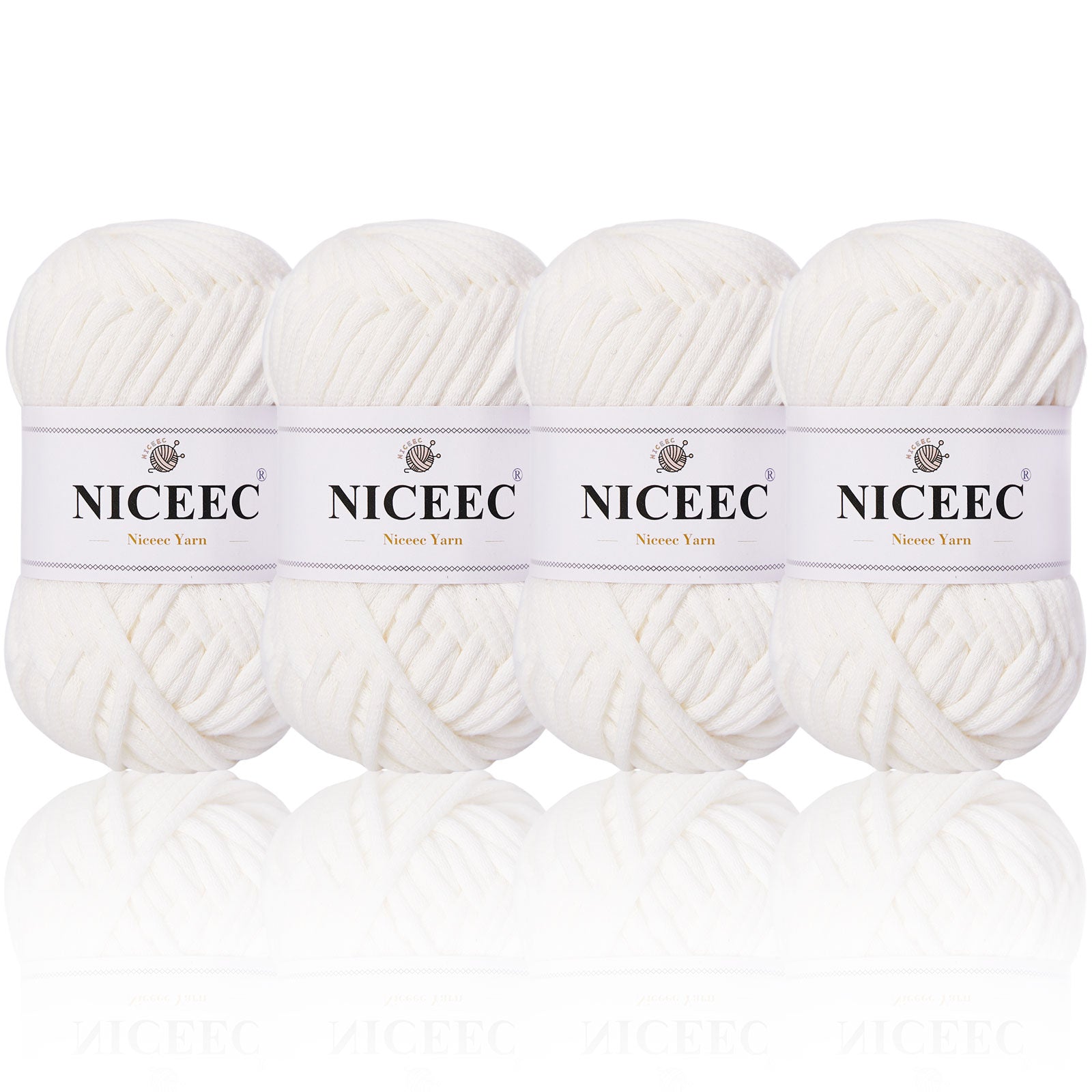 NICEEC 4 Skeins Soft Cotton-Nylon Blend Yarn for Crochet & Knitting - Easy-Use, Beginner Friendly, DIY Craft Yarn - Total Length 220yds (7.1oz)