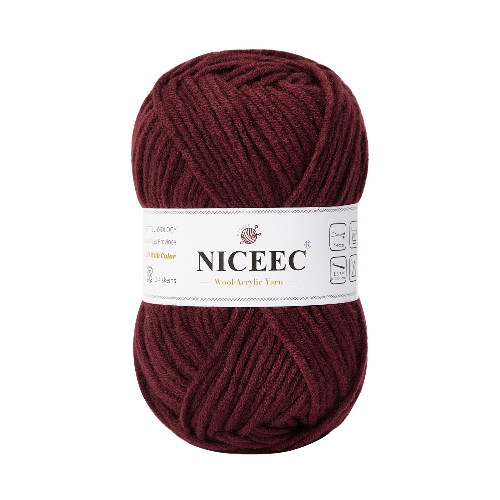 NICEEC 1 Skein Soft Wool-Acrylic Yarn for Knitting Worsted Weight Yarn Quality Yarn for DIY Craft Wool Blend Yarn for Crochet Blanket Yarn(3.53oz,153yds)