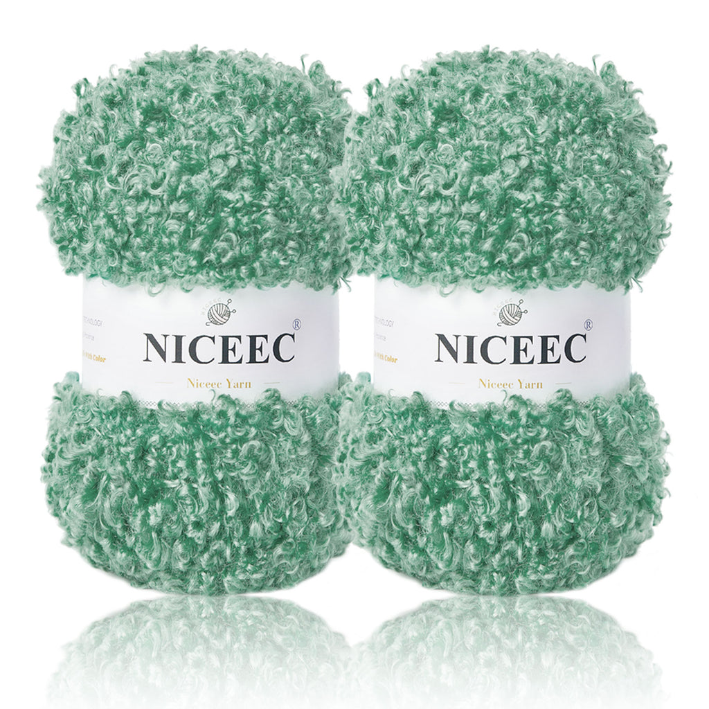 NICEEC 2 Skeins Teddy Fur Yarn Super Soft Yarn Chunky Fluffy Faux Fur Yarn Fuzzy Yarn Eyelash Yarn for Crochet Knit -Total Length 2×50m(2×55yds,3.53oz×2)