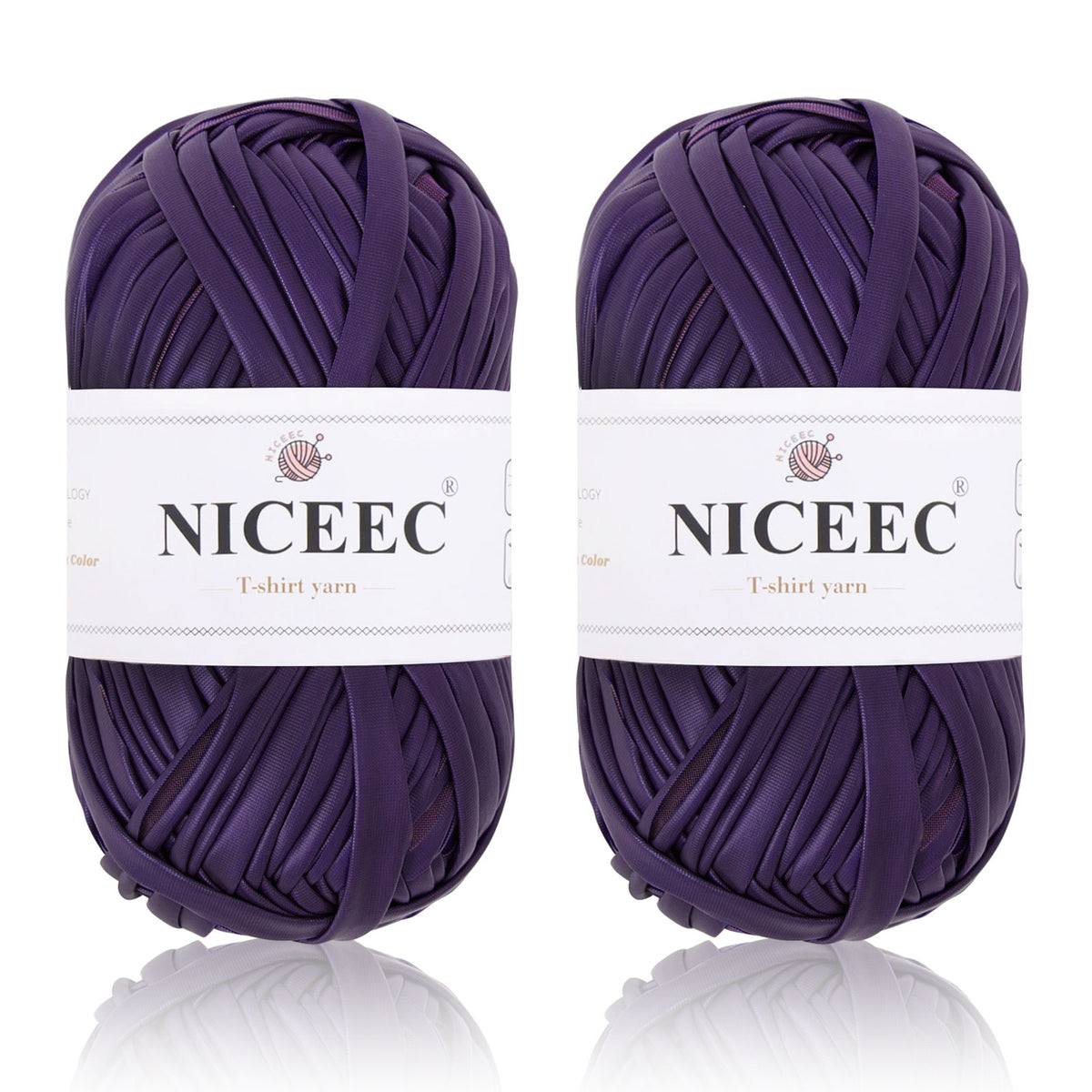 NICEEC 2 Skeins Metal T-Shirt Yarn Single-Side Bright, Glossy, Crochet & Knitting, Fabric Cloth Yarn Handmade DIY Craft Bag Basket Cushion-Totle Length 64yds(7.1oz)