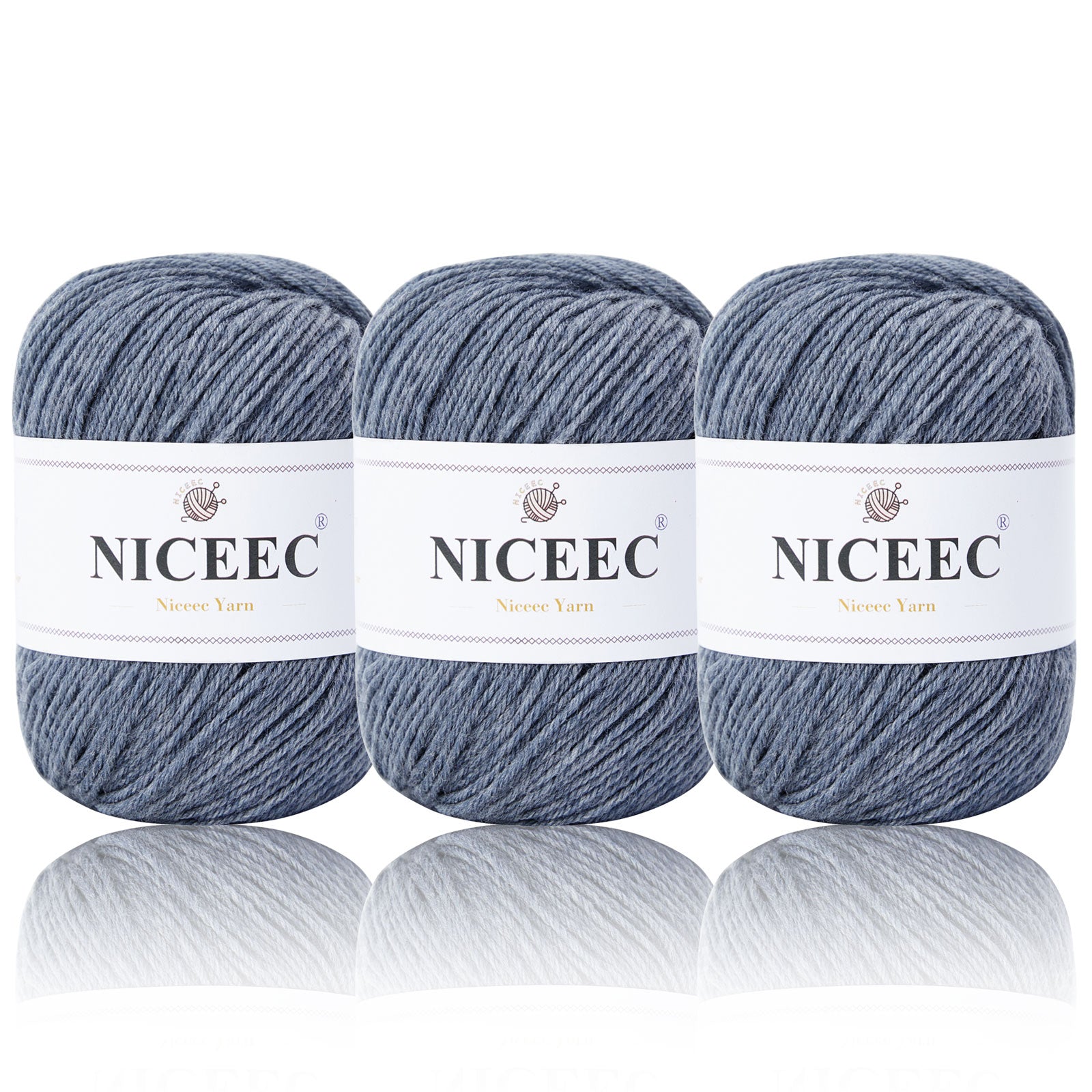 NICEEC 4 Skeins Soft Merino Wool Yarn - Soft & Warm, Finger Weight, Woolen Yarn for Crochet & Knitting