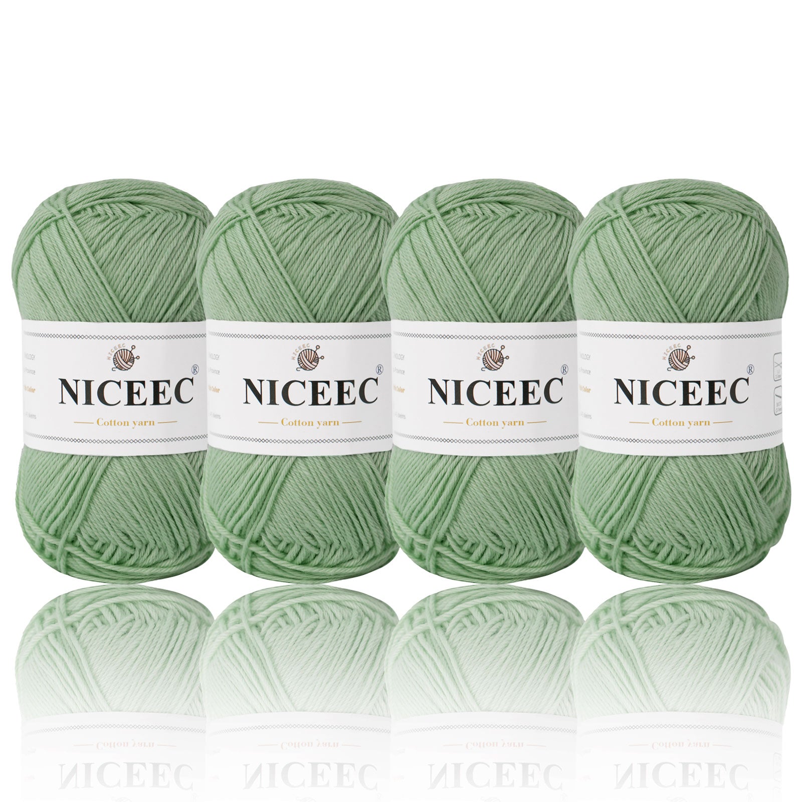 NICEEC 4 Skeins Soft Baby Yarn 100% Cotton Yarn for Crochet Knitting 4 Ply Yarn Blanket Yarn for DIY Craft Fingering Weight Yarn Total Length 4×175yds/4×50g