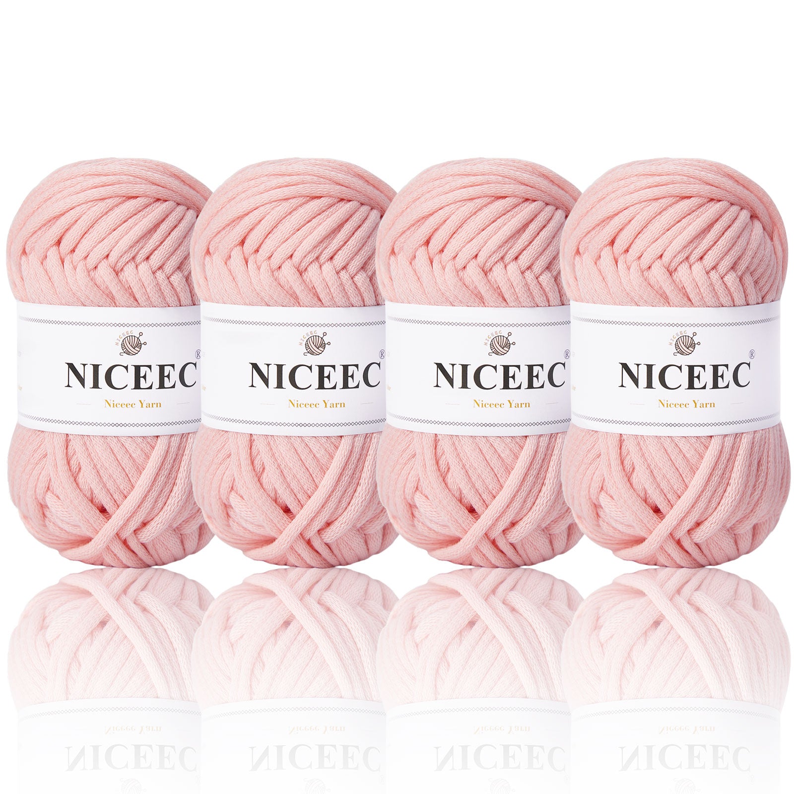 NICEEC 4 Skeins Soft Cotton-Nylon Blend Yarn for Crochet & Knitting - Easy-Use, Beginner Friendly, DIY Craft Yarn - Total Length 220yds (7.1oz)