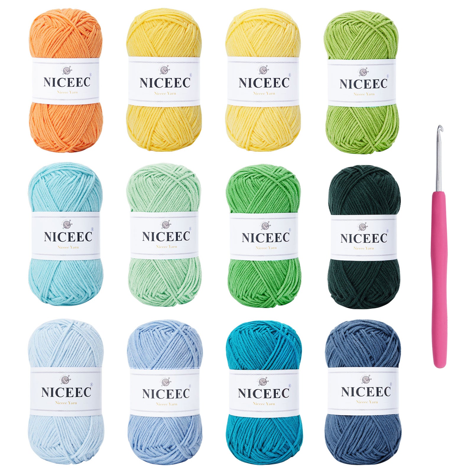 NICEEC 5 Skeins Cotton Blend Yarn Soft Yarn for Crocheting Baby Blanket Yarn for Knitting Easy Use 4 Ply Yarn Multicolored Yarn for DIY Craft
