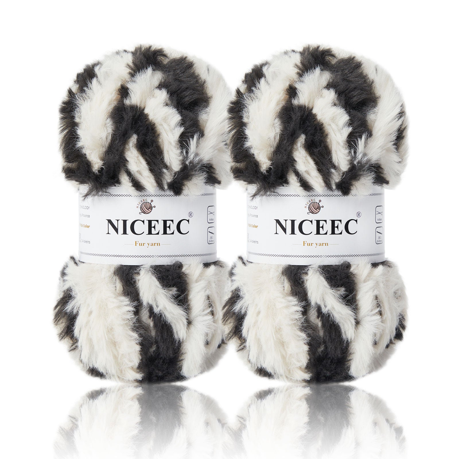 NICEEC 2 Skeins Super Soft Fur Yarn Chunky Fluffy Faux Fur Yarn Eyelash Yarn for Crochet Knit -Total Length 2×32m(2×35yds,50g×2)