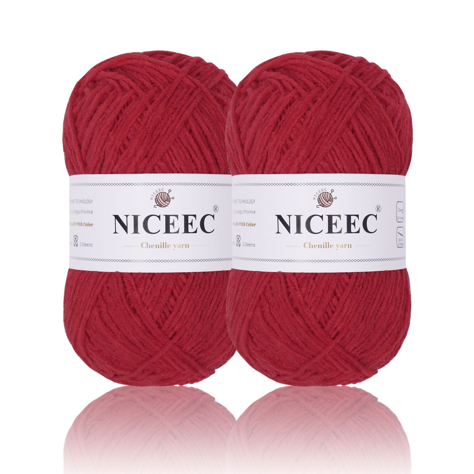 NICEEC 2 Skeins Velvet Thin Chenille Yarn Blanket Yarn for Knitting Fancy Yarn for Crochet Weaving DIY Craft